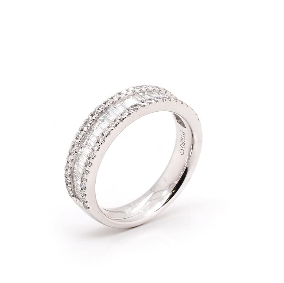 Ogden of Harrogate Jewellery Platinum Baguette-Cut Diamond Set Half Eternity Ring