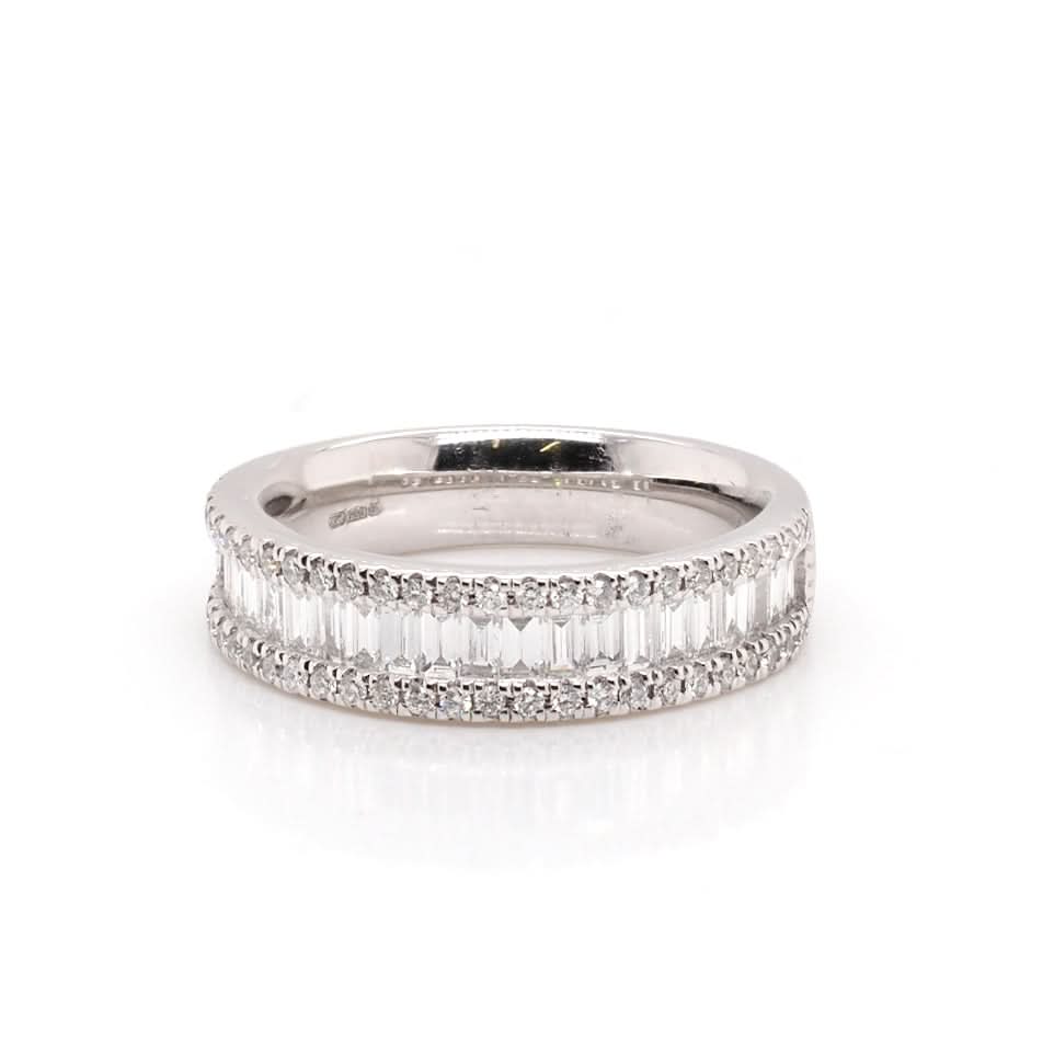 Ogden of Harrogate Jewellery Platinum Baguette-Cut Diamond Set Half Eternity Ring
