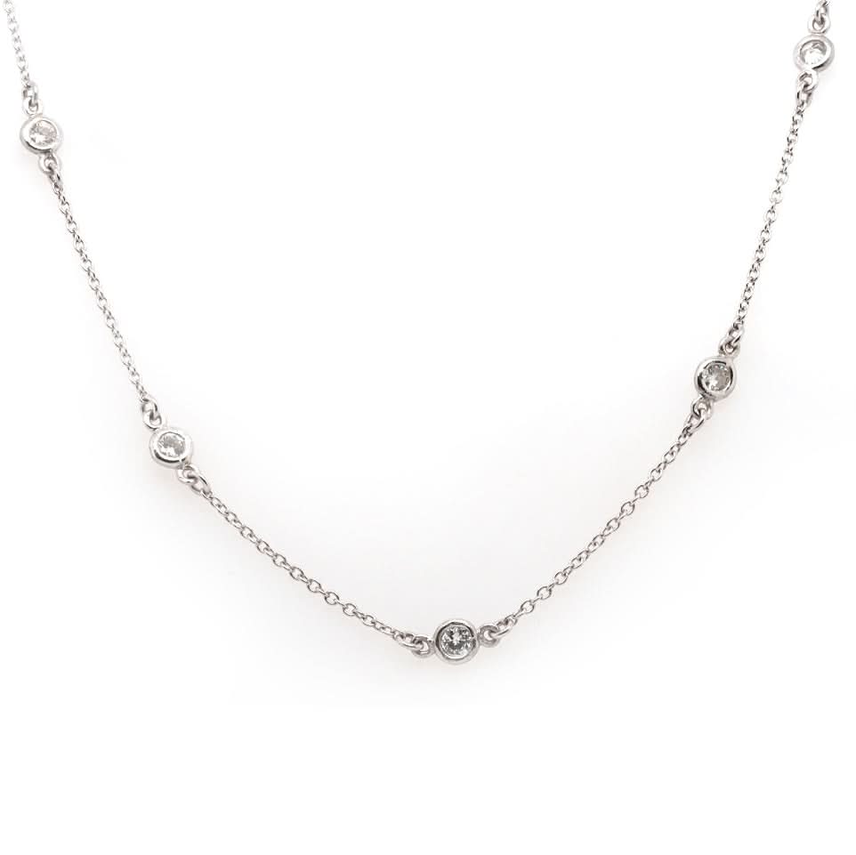 Ogden Of Harrogate Jewellery Platinum Chain Necklace Set with 12 Equally Spaced Diamonds