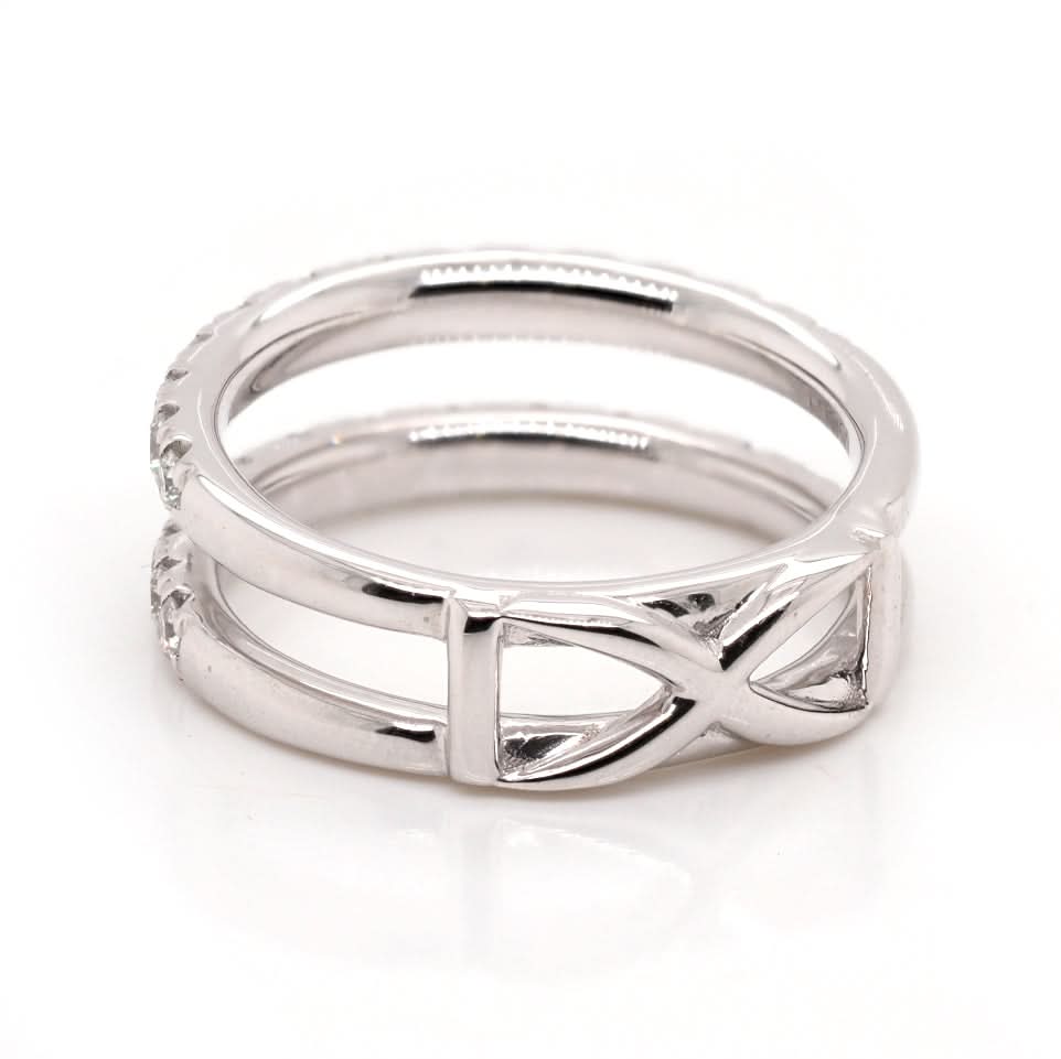 Ogden of Harrogate Jewellery Platinum Diamond Set Double Half Eternity Ring