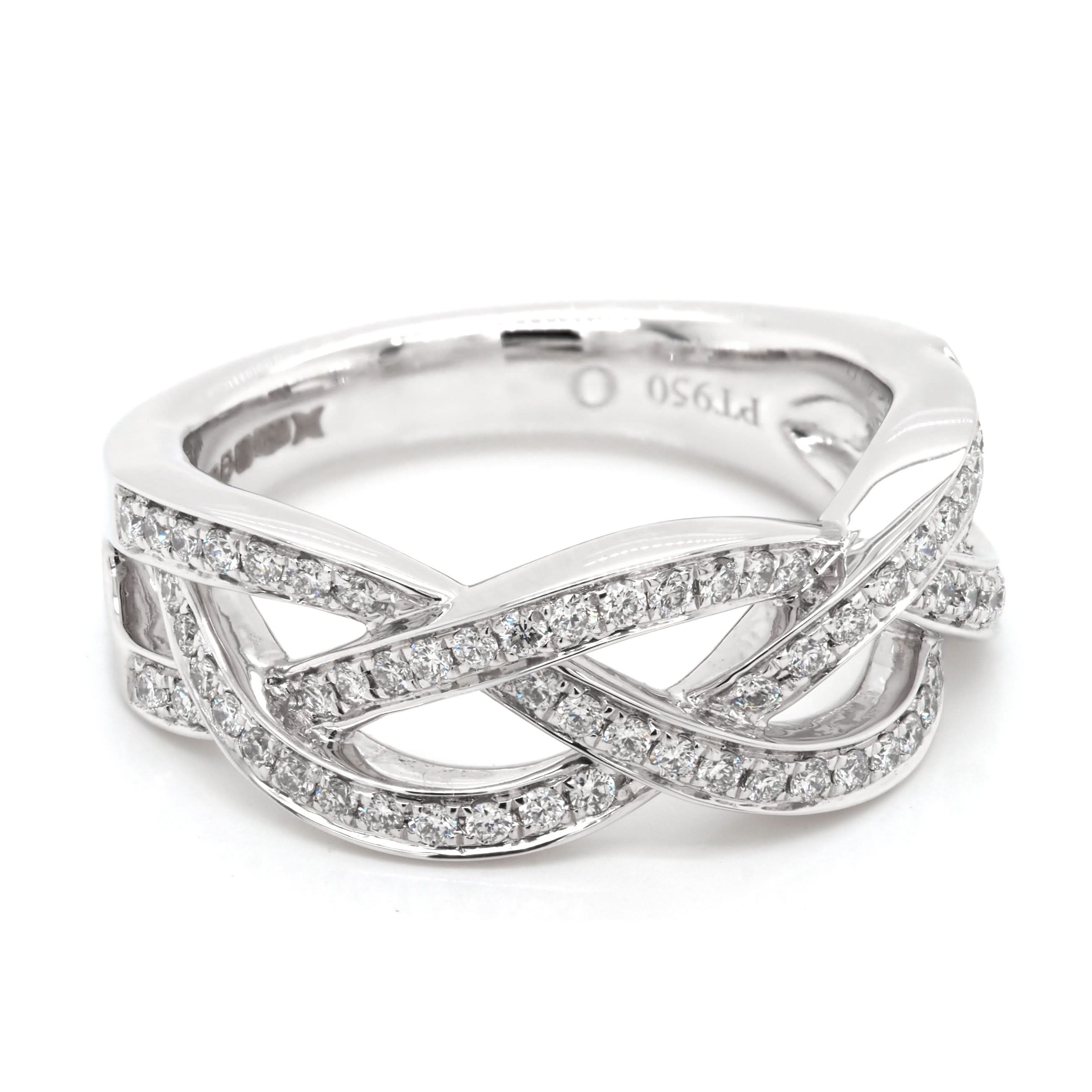 Ogden of Harrogate Jewellery Platinum Diamond-Set Plait Ring