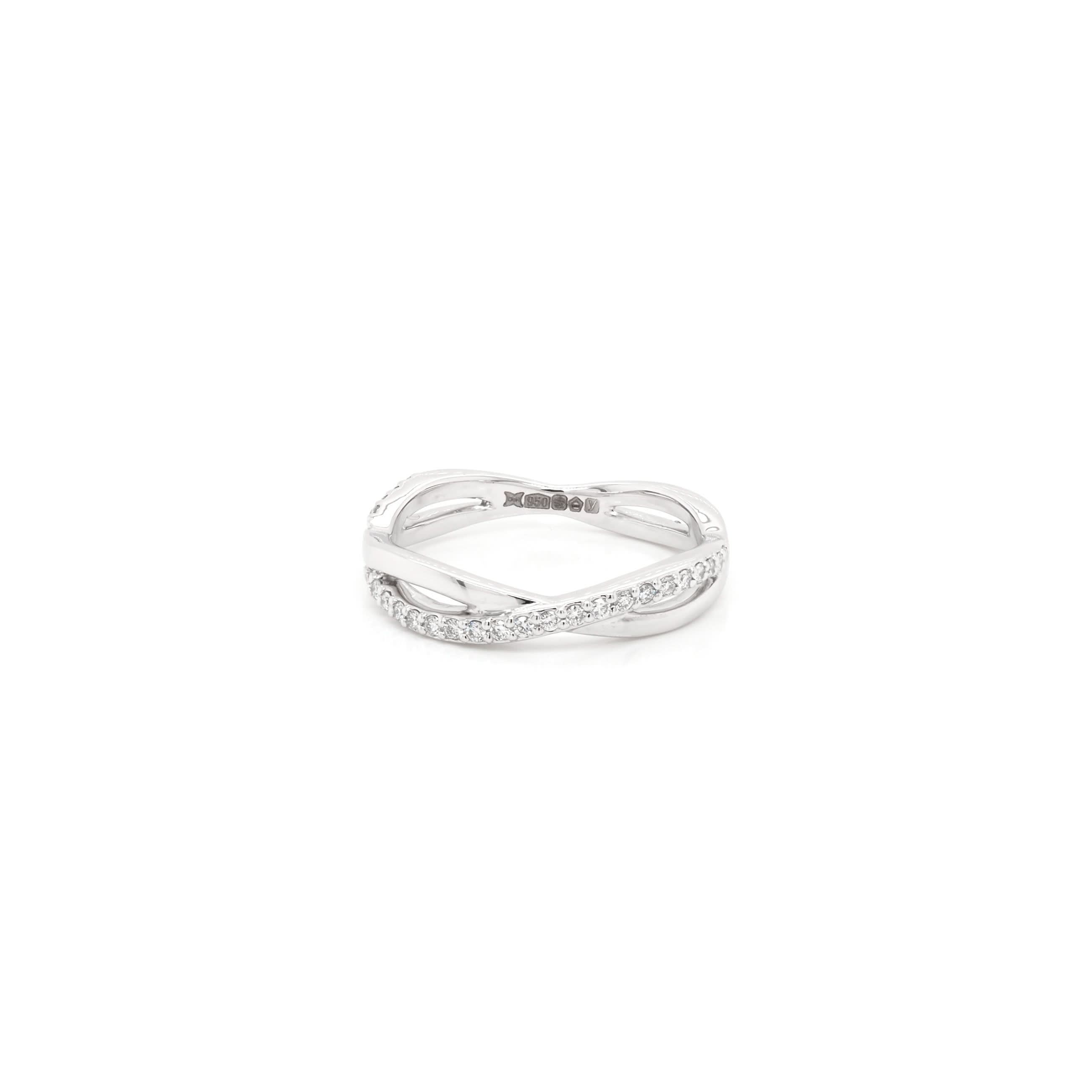 Ogden of Harrogate Jewellery Platinum Diamond-Set Wavy Ring