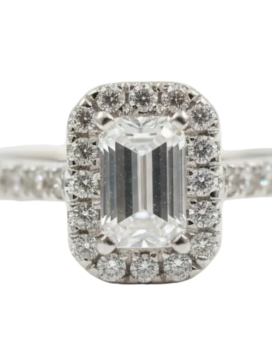 Ogden of Harrogate Jewellery Platinum G VS1 Emerald-Cut Diamond Halo Ring **POA**