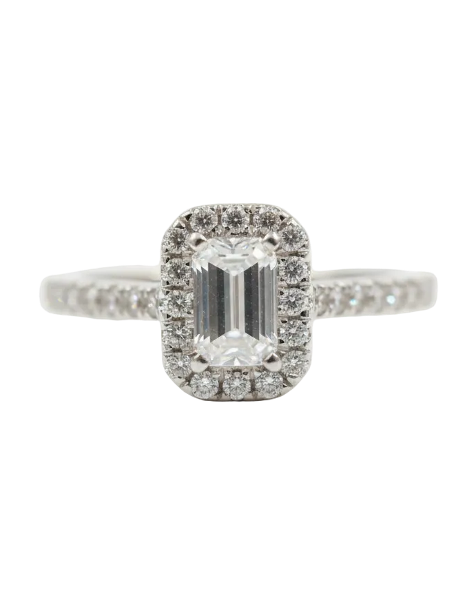 Ogden of Harrogate Jewellery Platinum G VS1 Emerald-Cut Diamond Halo Ring **POA**