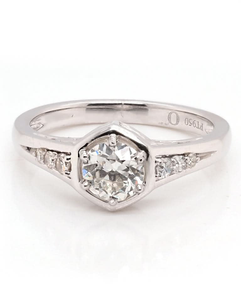 Ogden of Harrogate Jewellery Platinum Geometric Art Deco Diamond Ring