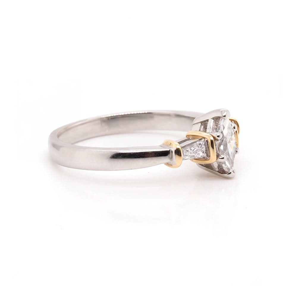 Ogden of Harrogate Jewellery Platinum Marquise Cut Diamond Ring with Baguette Cut Diamond Set Shoulders