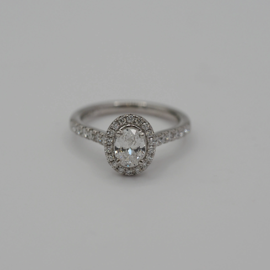 Ogden of Harrogate Jewellery Platinum Oval Diamond Cluster Ring