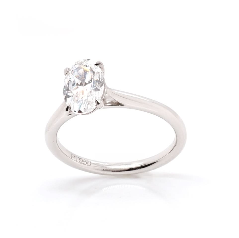 Ogden of Harrogate Jewellery Platinum Oval Diamond Solitaire Ring