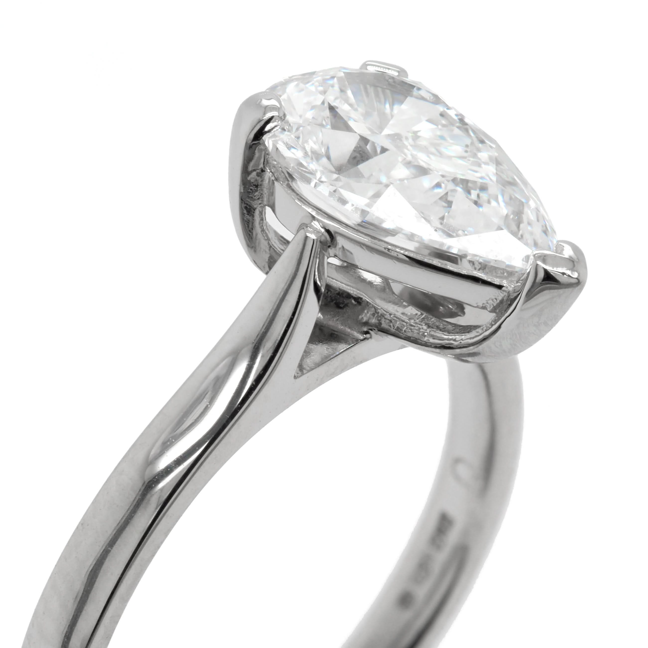 Ogden of Harrogate Jewellery Platinum Pear-Cut Diamond Solitaire Ring, 1.66ct
