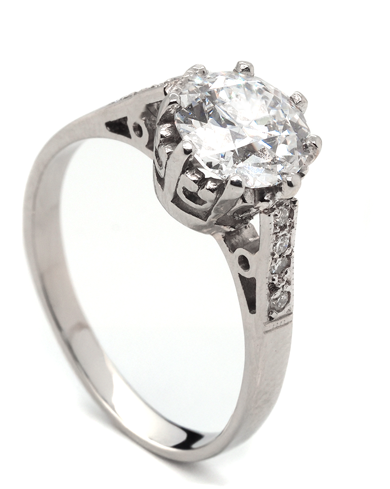 Ogden of Harrogate Jewellery Platinum Rare High Colour Old Mine Cut Diamond Solitaire Ring