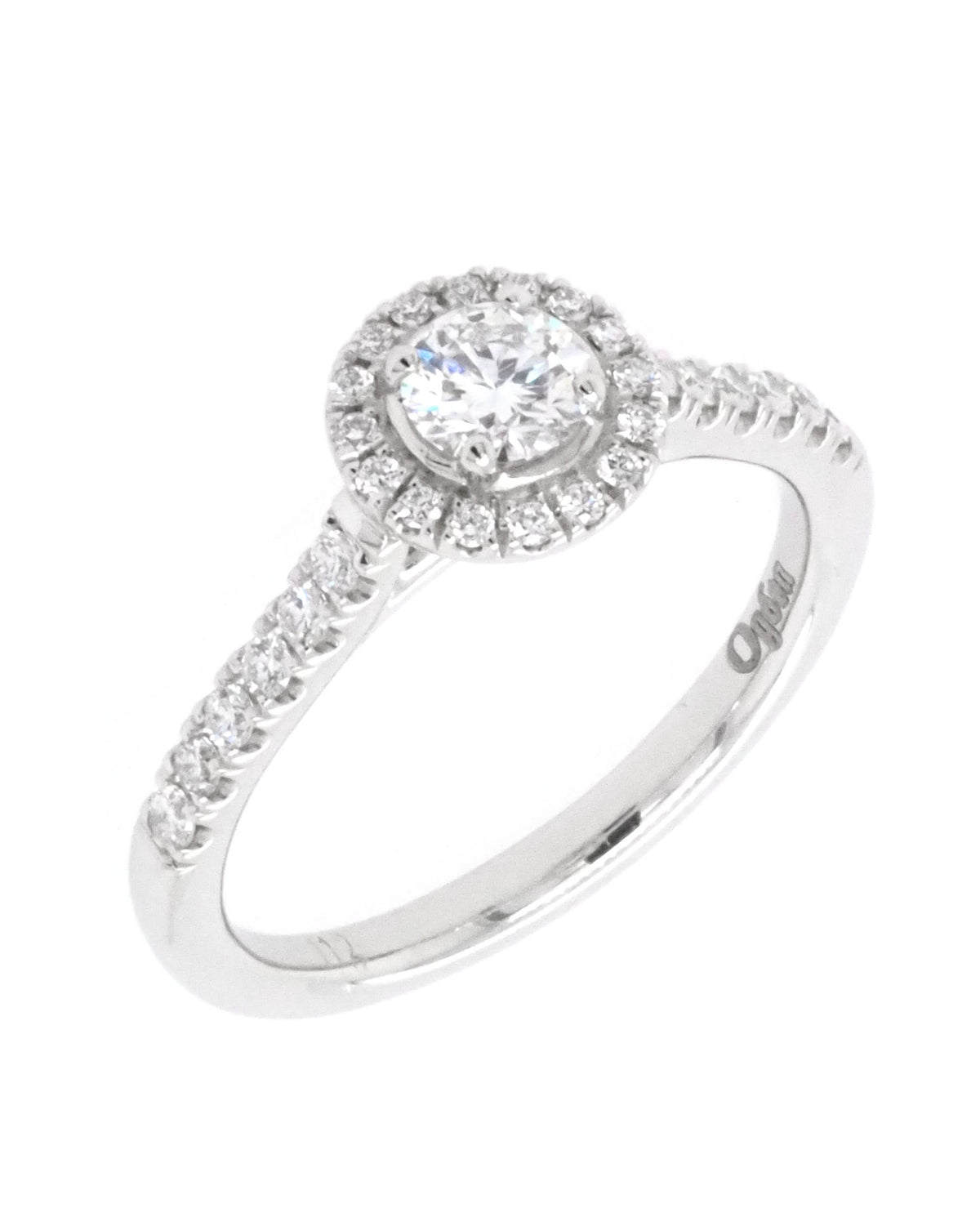 Ogden of Harrogate Jewellery Platinum Round Brilliant-Cut Diamond Cluster Ring with Diamond-Set Shoulders