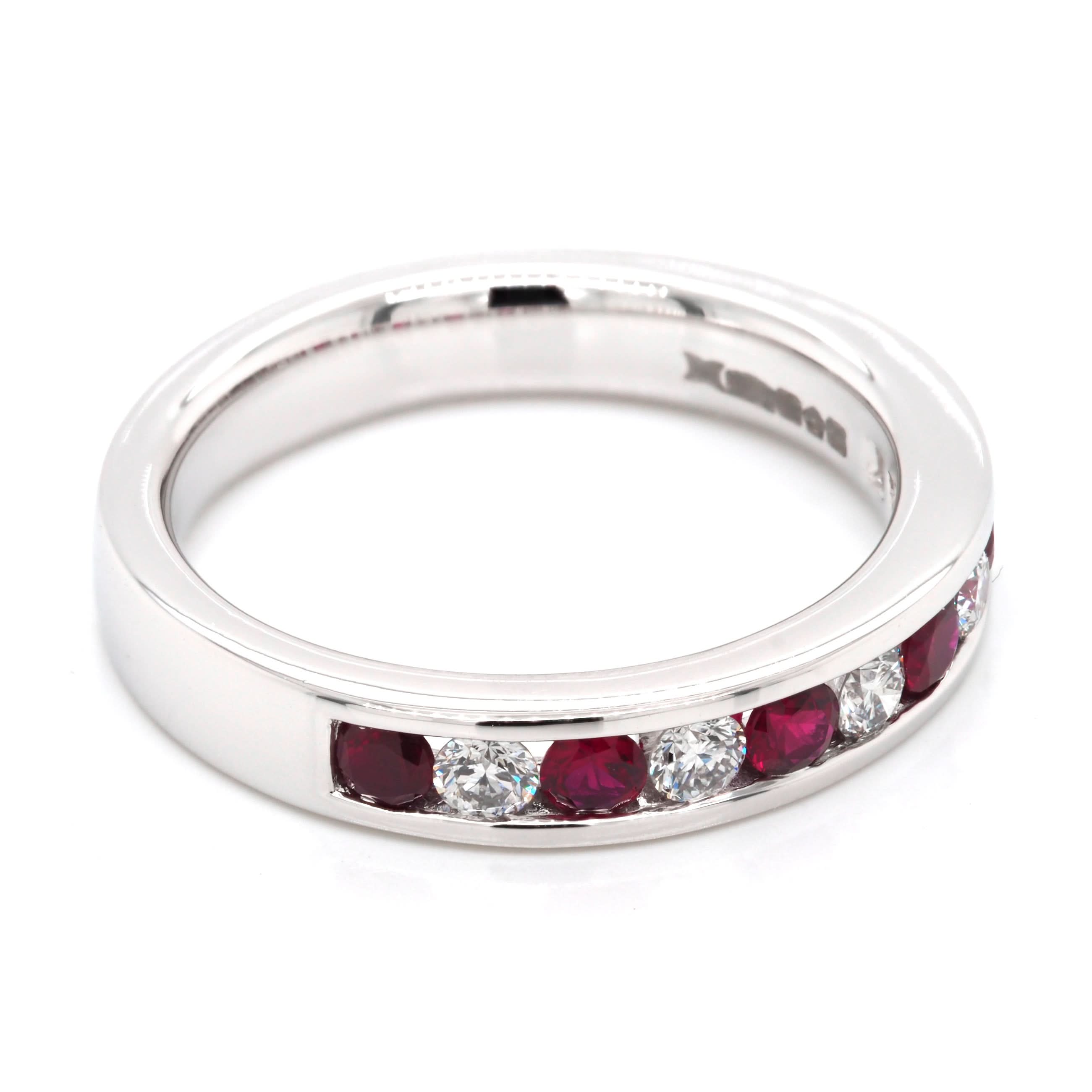Ogden of Harrogate Jewellery Platinum Ruby and Diamond-Set Half Eternity Ring