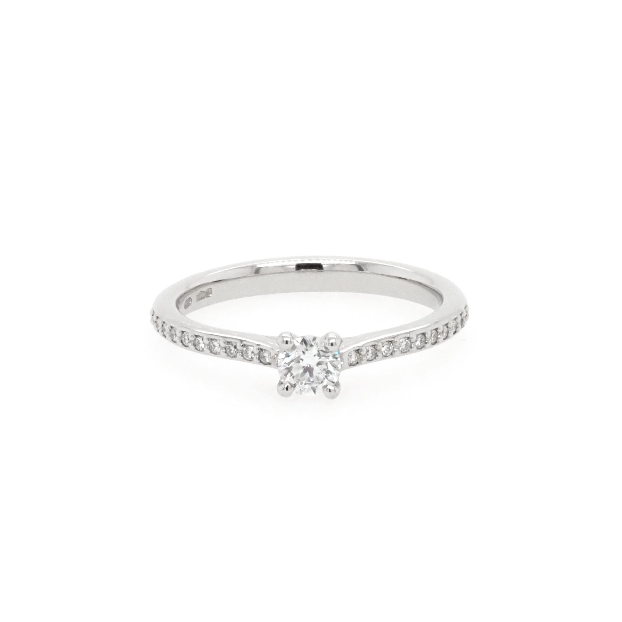 Ogden of Harrogate Jewellery Platinum Single-Stone Diamond Ring with Diamond-Set Shoulders