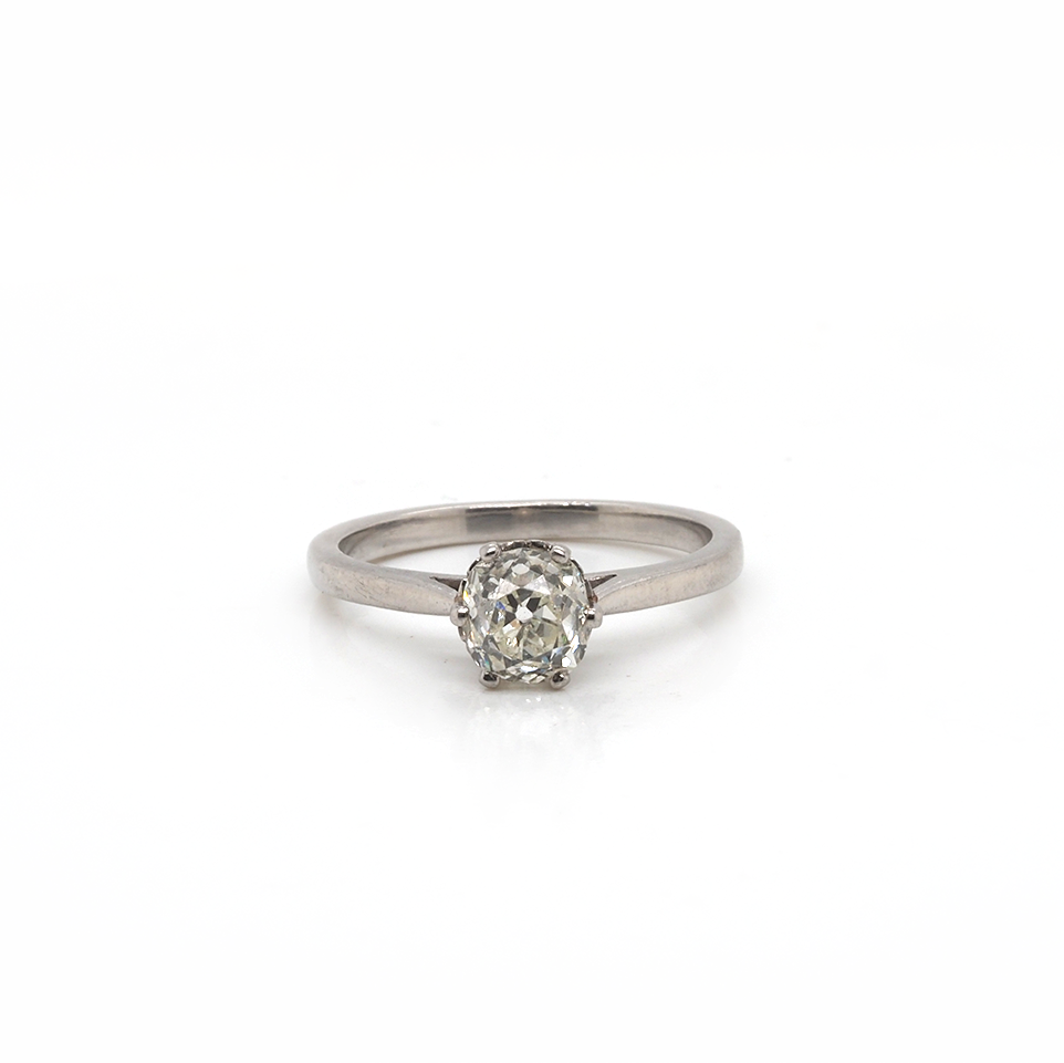 Ogden of Harrogate Jewellery Platinum Single Stone Old Cut Diamond Solitaire Ring