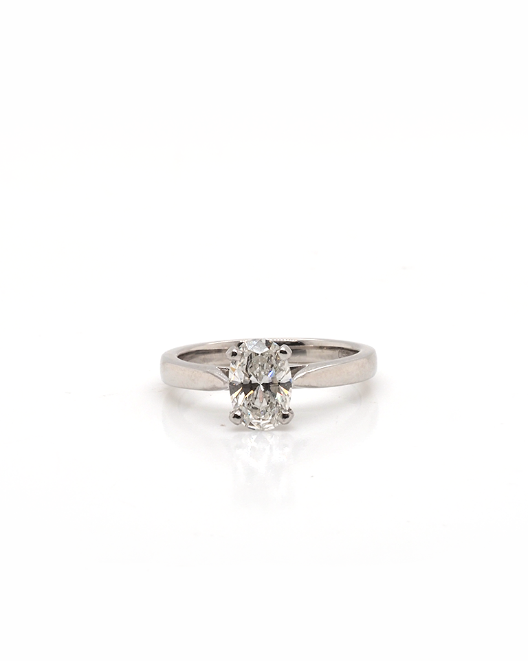 Ogden of Harrogate Jewellery Platinum Single Stone Oval Diamond Solitaire Ring