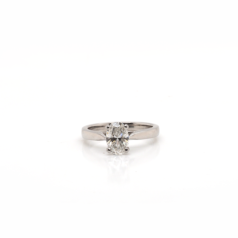 Ogden of Harrogate Jewellery Platinum Single Stone Oval Diamond Solitaire Ring