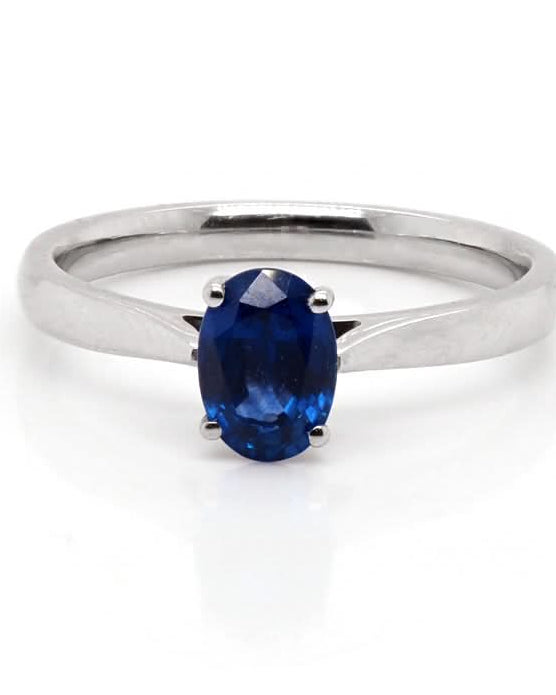Ogden of Harrogate Jewellery Platinum Single Stone Oval Sapphire Ring