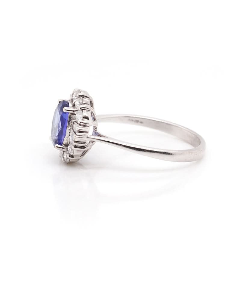 Ogden of Harrogate Jewellery Platinum Tanzanite and Diamond Cluster Ring