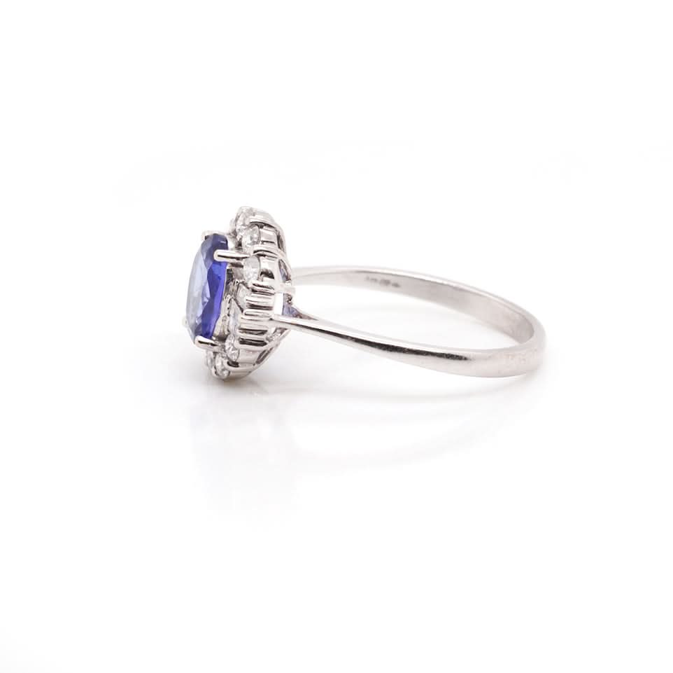 Ogden of Harrogate Jewellery Platinum Tanzanite and Diamond Cluster Ring