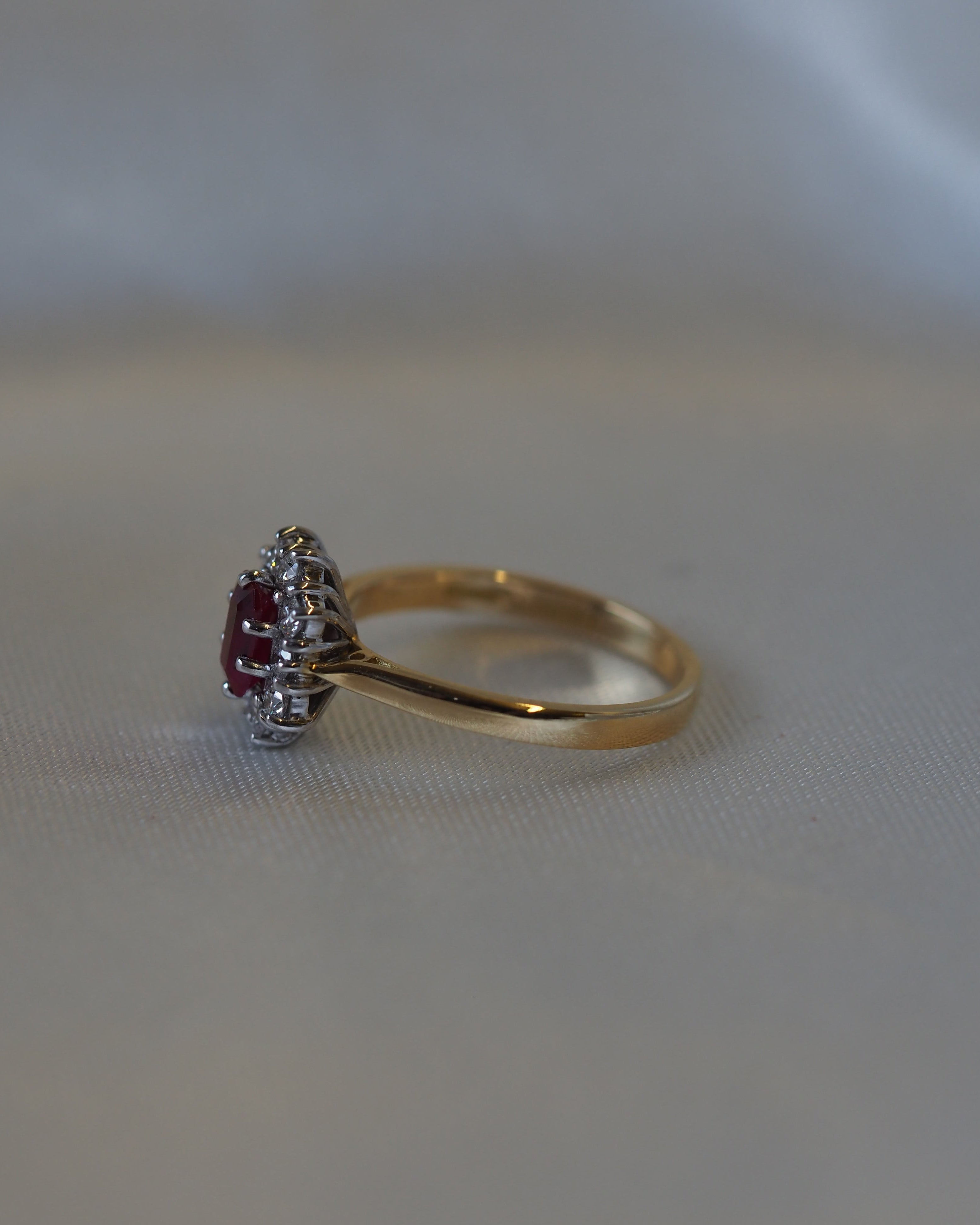 Ogden of Harrogate Jewellery Ruby and Diamond Cluster Ring in 18ct Yellow Gold