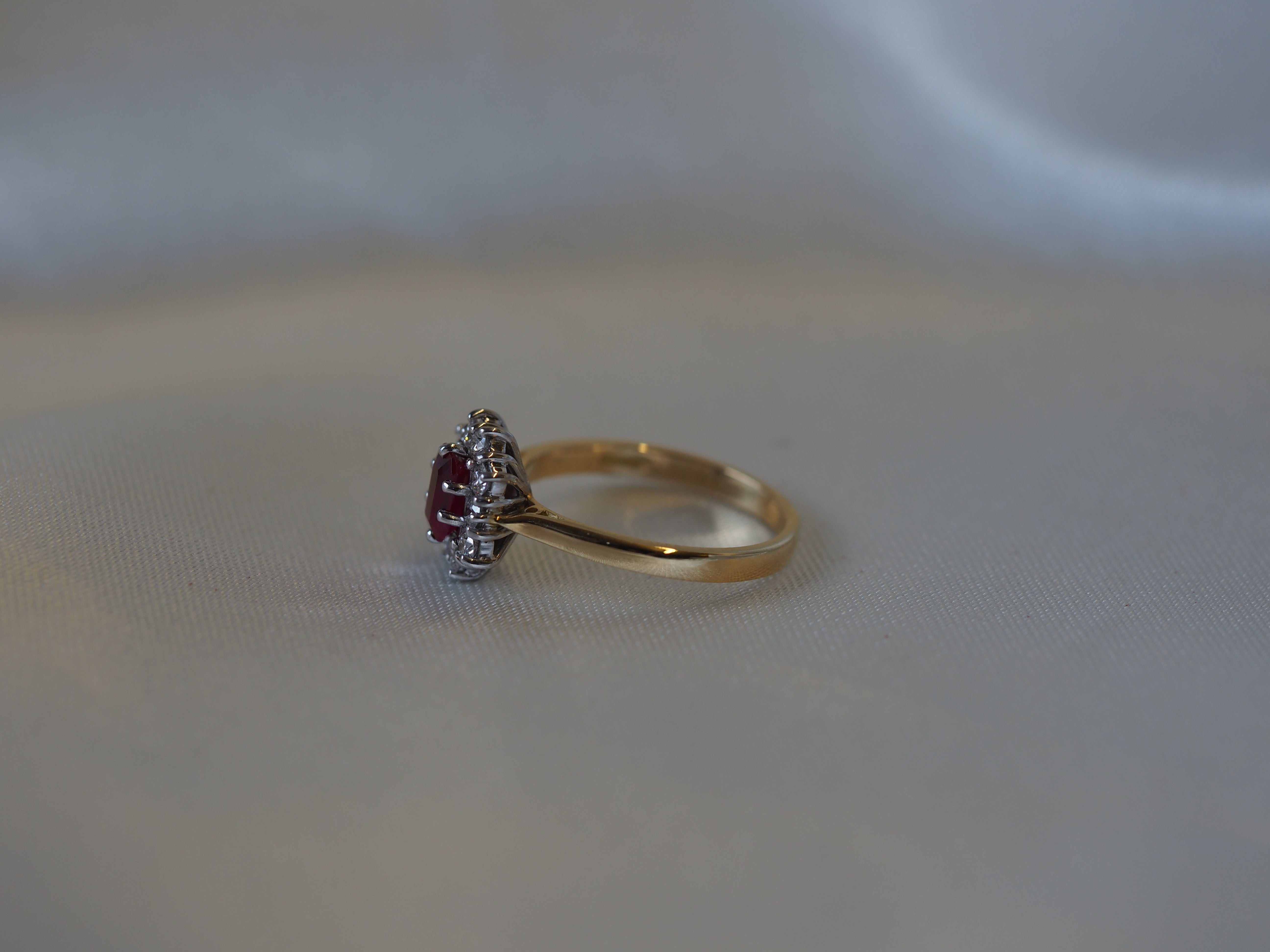 Ogden of Harrogate Jewellery Ruby and Diamond Cluster Ring in 18ct Yellow Gold