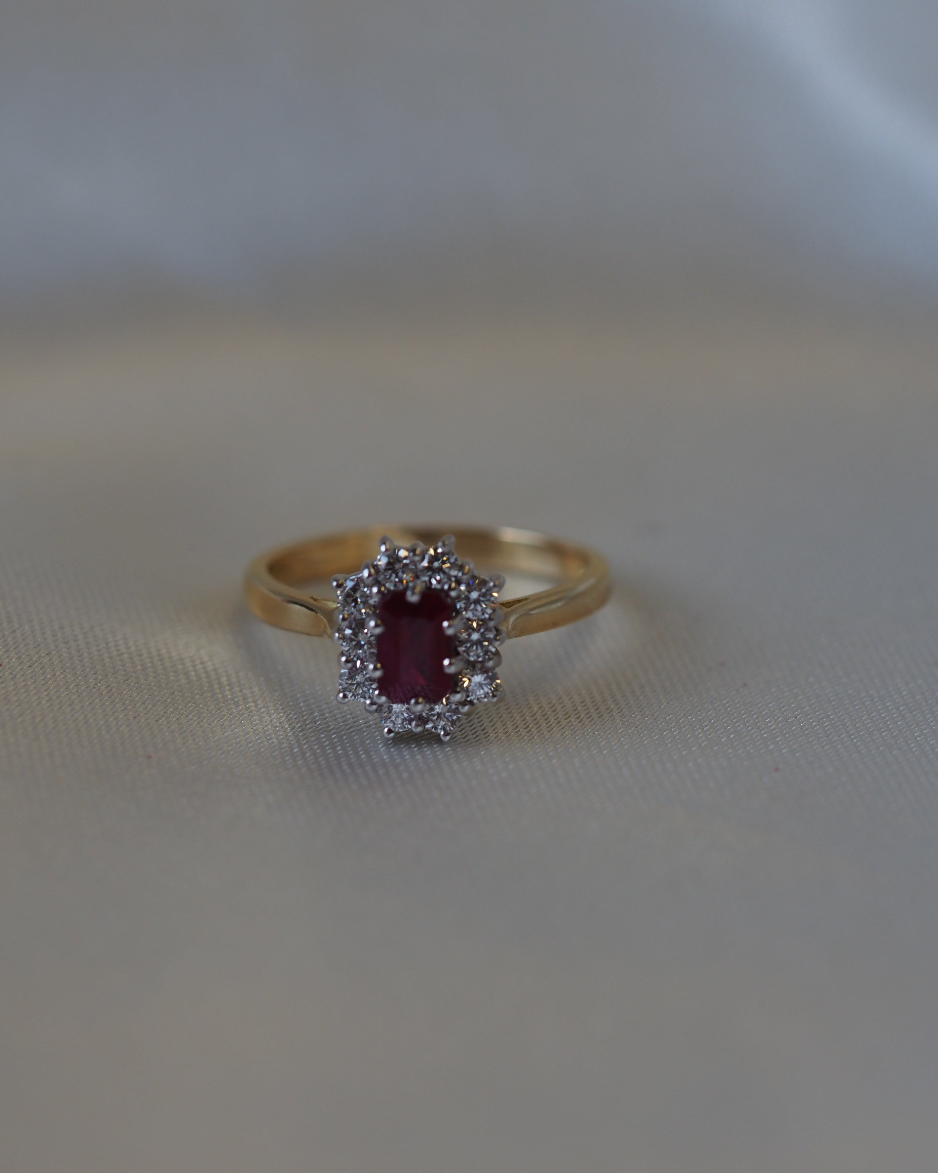 Ogden of Harrogate Jewellery Ruby and Diamond Cluster Ring in 18ct Yellow Gold