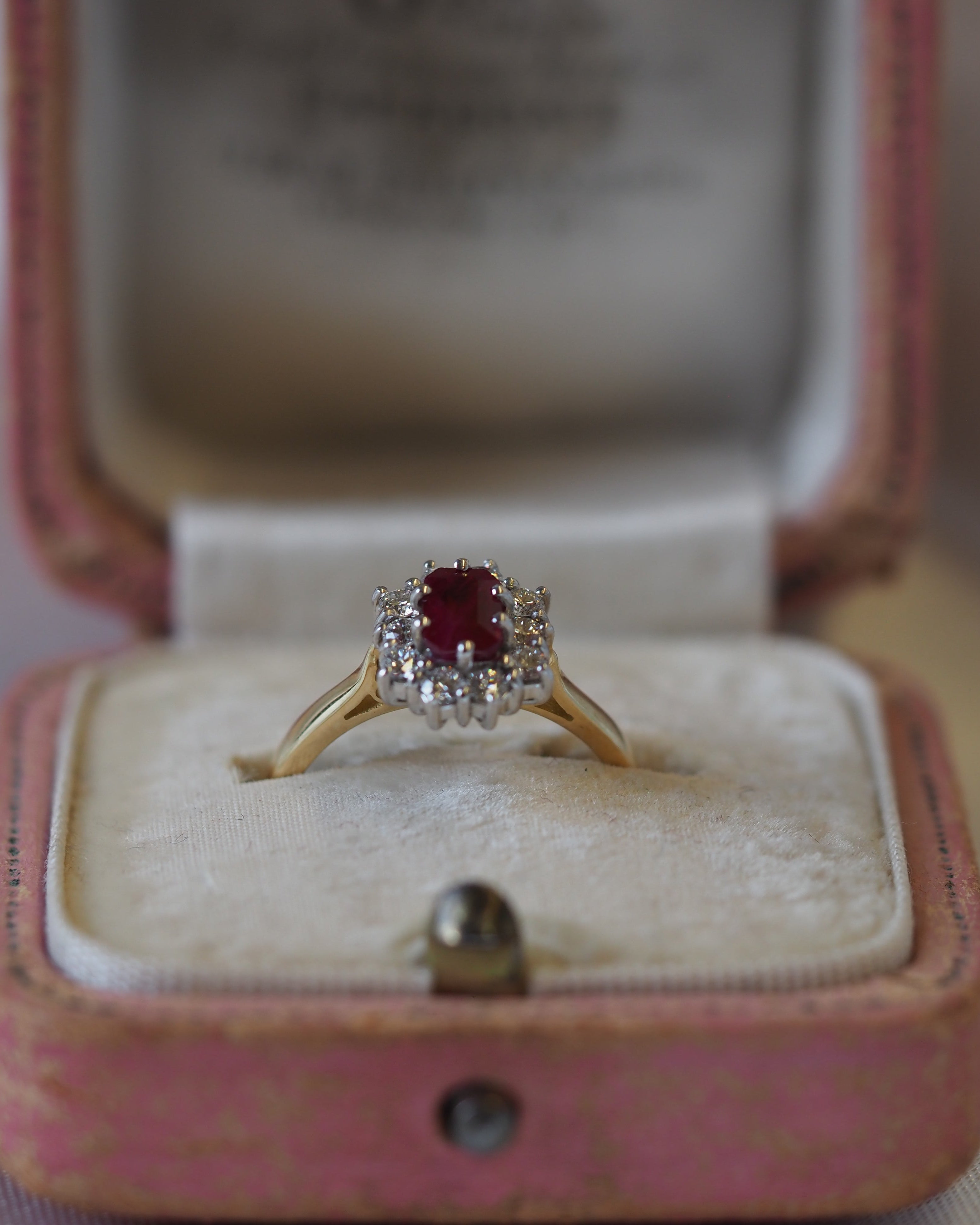 Ogden of Harrogate Jewellery Ruby and Diamond Cluster Ring in 18ct Yellow Gold