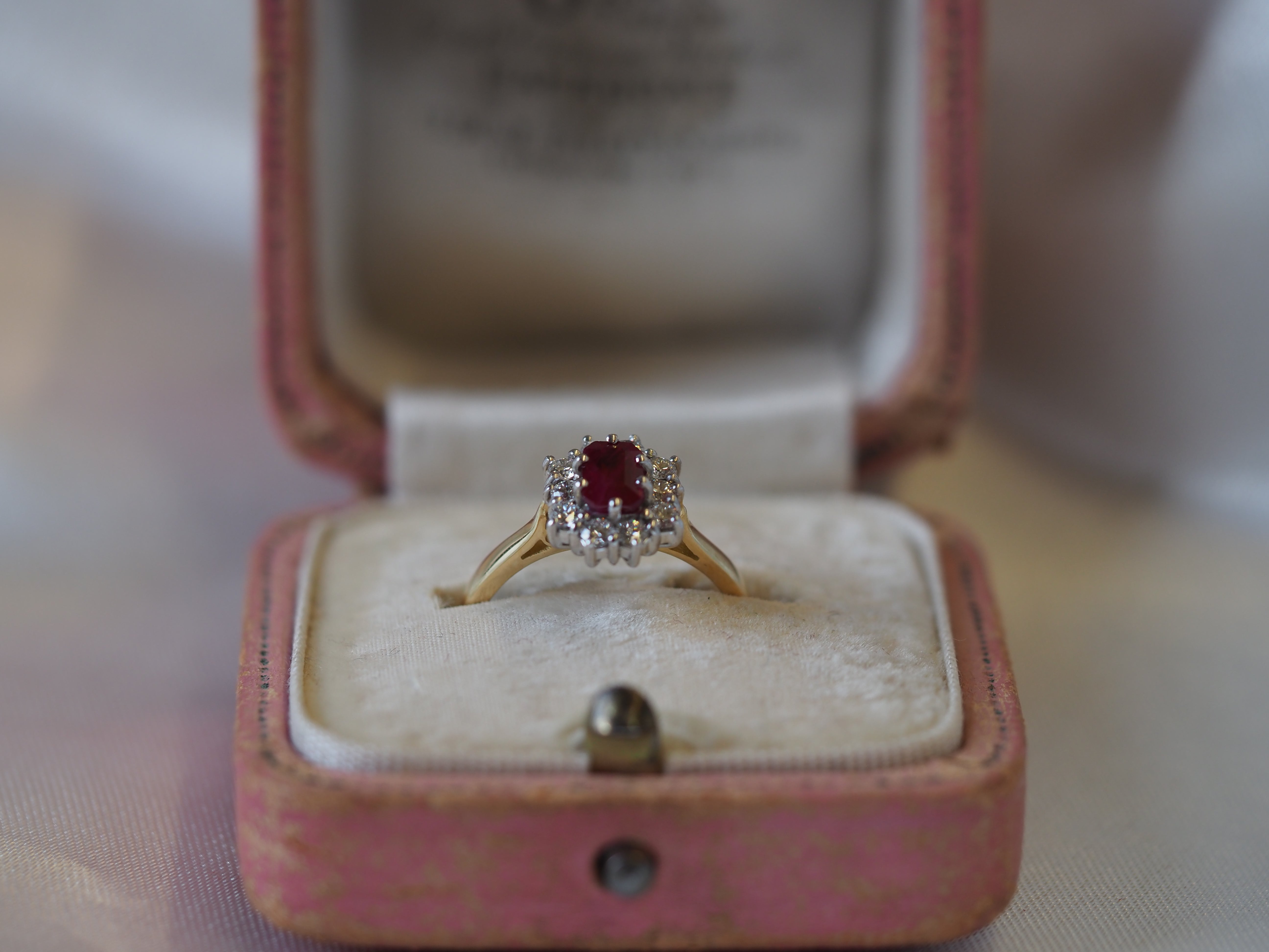 Ogden of Harrogate Jewellery Ruby and Diamond Cluster Ring in 18ct Yellow Gold
