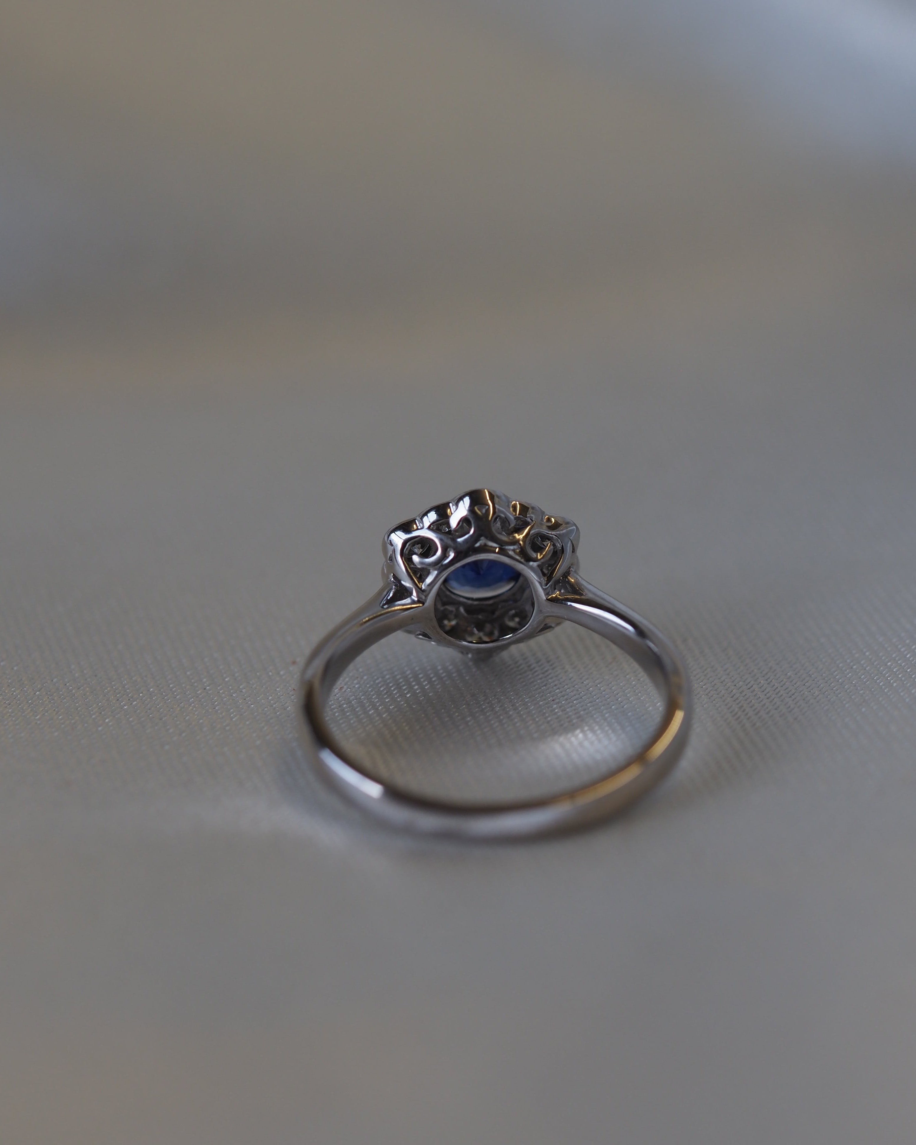 Ogden of Harrogate Jewellery Sapphire and Diamond Cluster Ring in 18ct White Gold