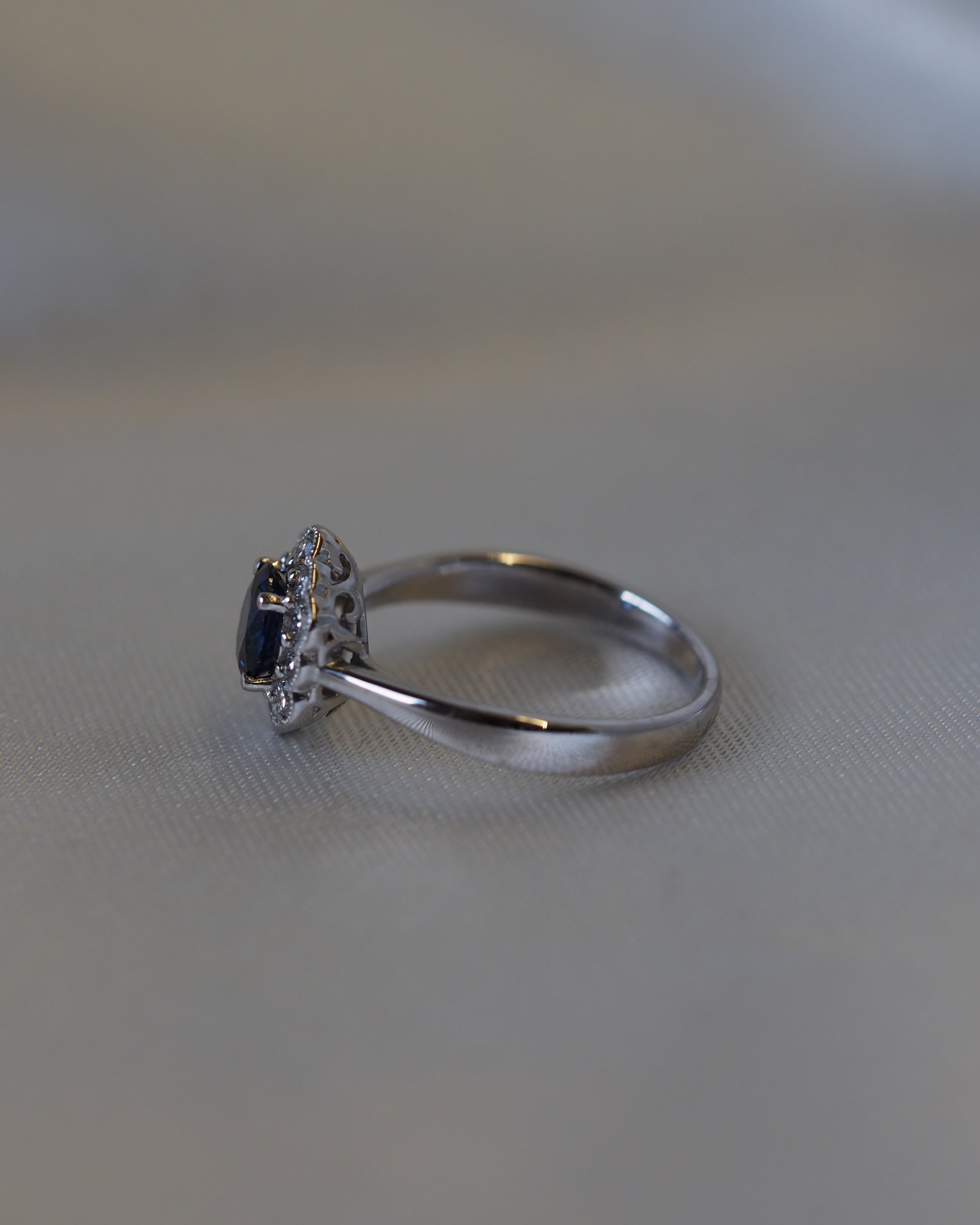 Ogden of Harrogate Jewellery Sapphire and Diamond Cluster Ring in 18ct White Gold