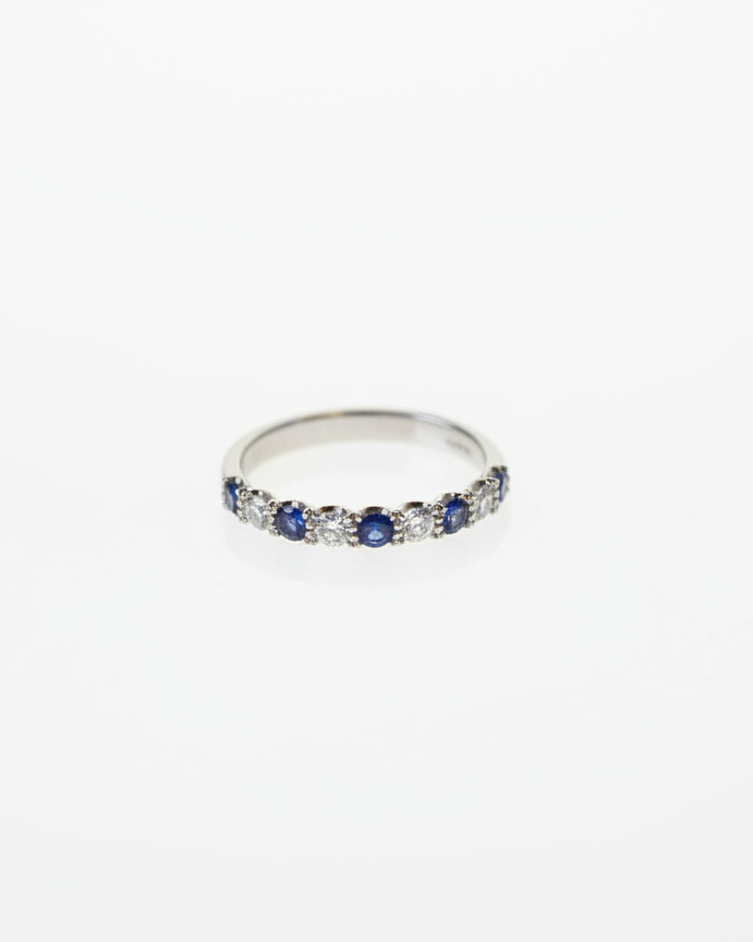 Ogden of Harrogate Jewellery Sapphire and Diamond Half-Eternity Ring in Platinum