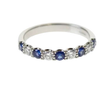 Ogden of Harrogate Jewellery Sapphire and Diamond Half-Eternity Ring in Platinum