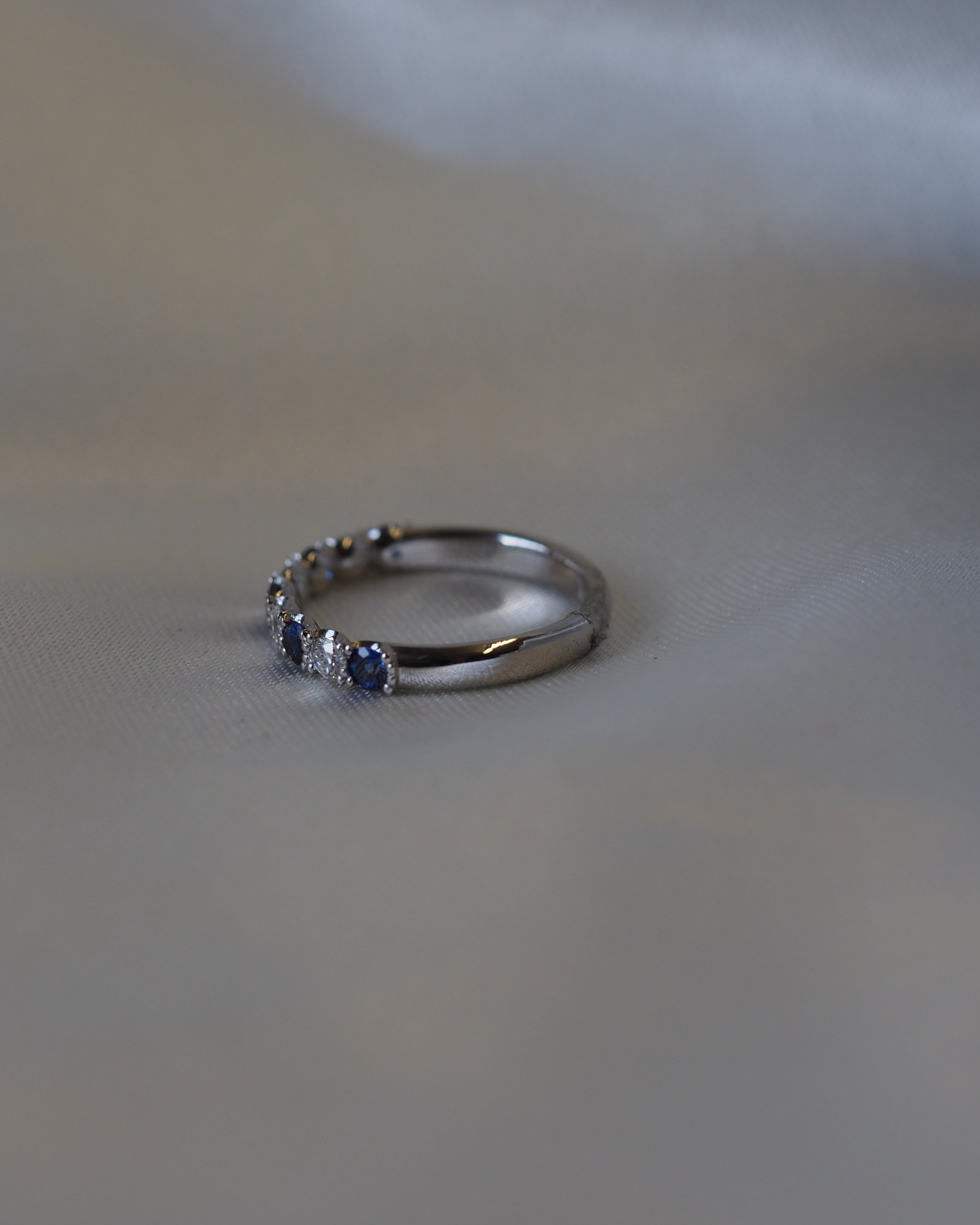 Ogden of Harrogate Jewellery Sapphire and Diamond Half-Eternity Ring in Platinum