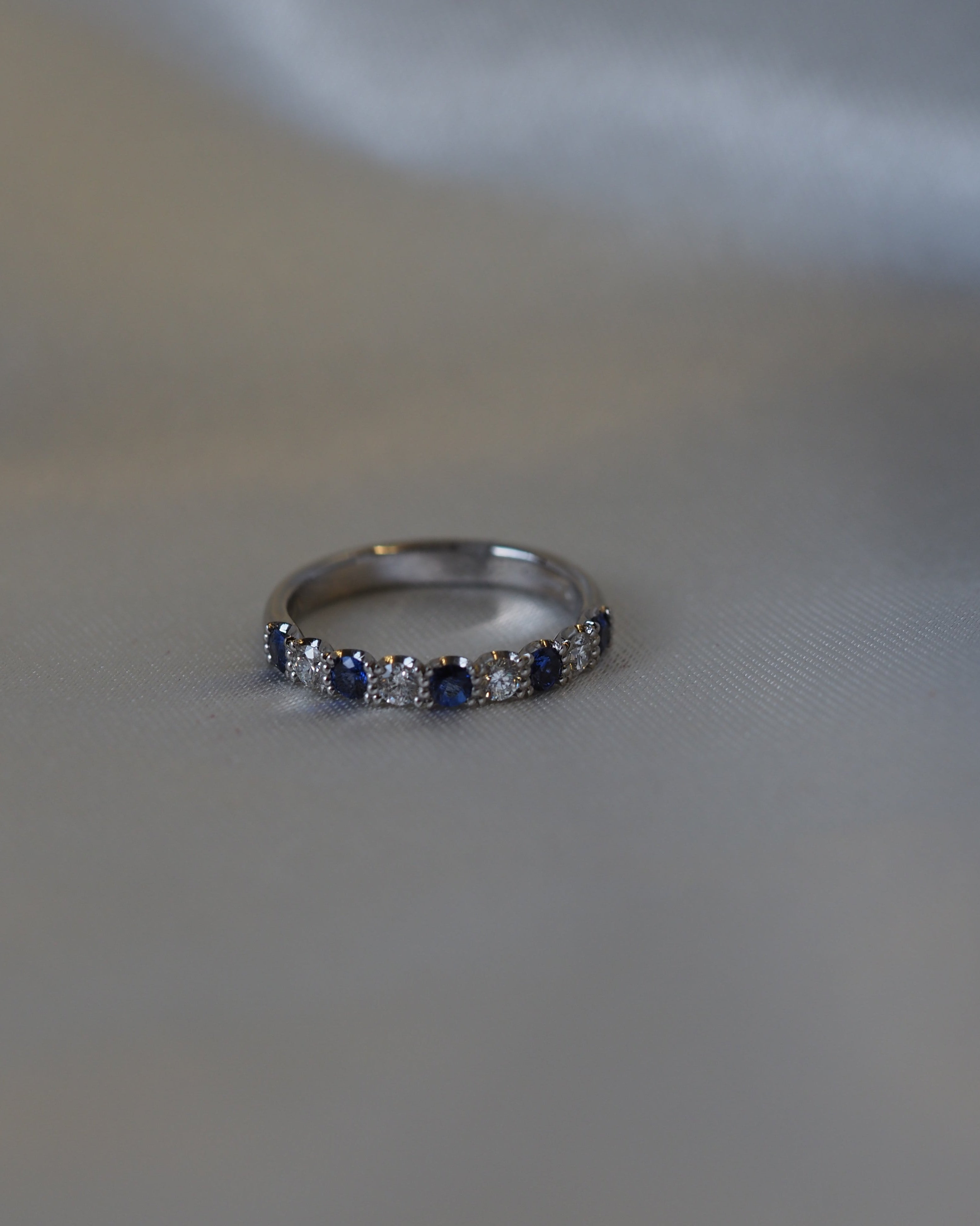 Ogden of Harrogate Jewellery Sapphire and Diamond Half-Eternity Ring in Platinum