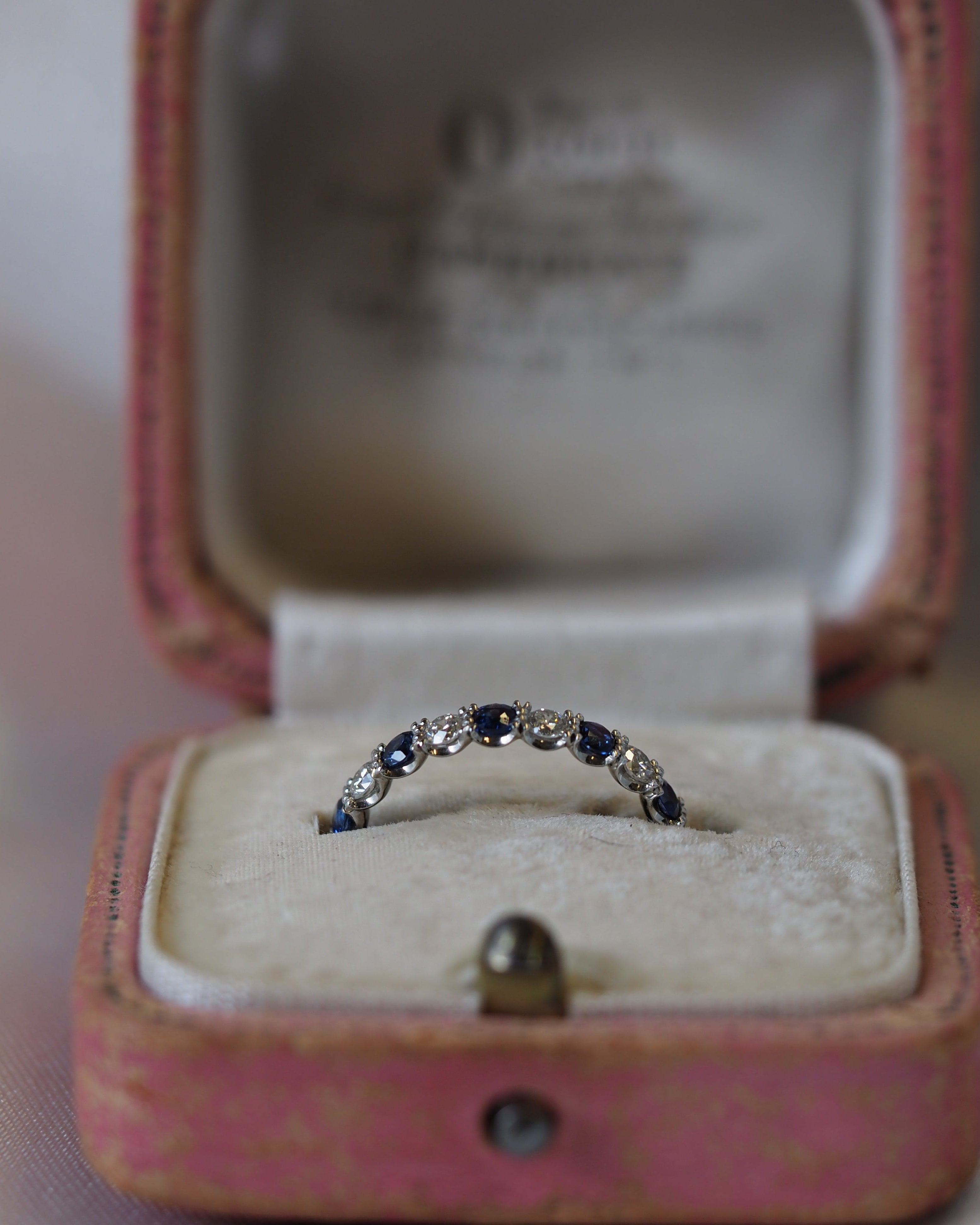 Ogden of Harrogate Jewellery Sapphire and Diamond Half-Eternity Ring in Platinum