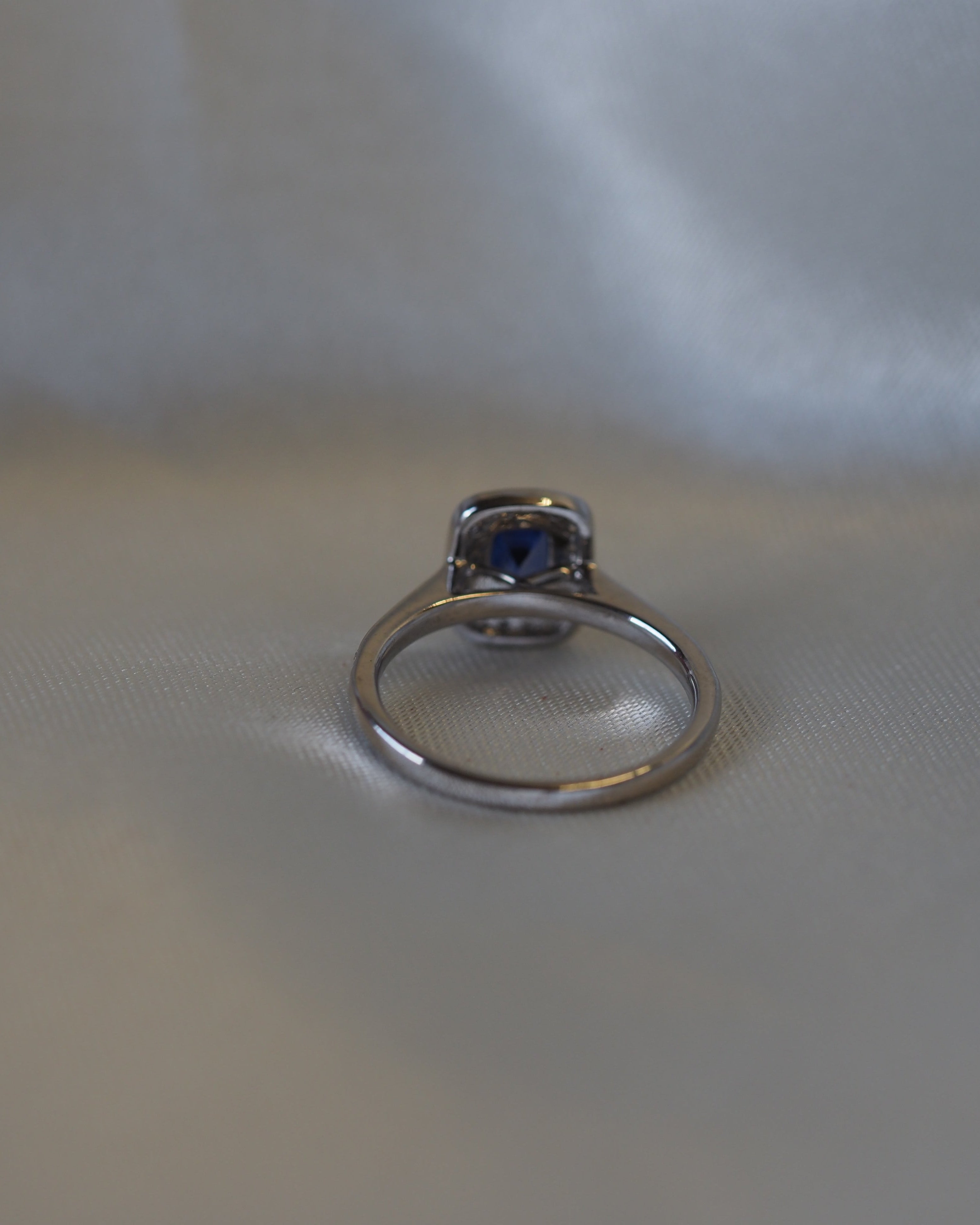 Ogden of Harrogate Jewellery Sapphire and Diamond Halo Ring in 18ct White Gold