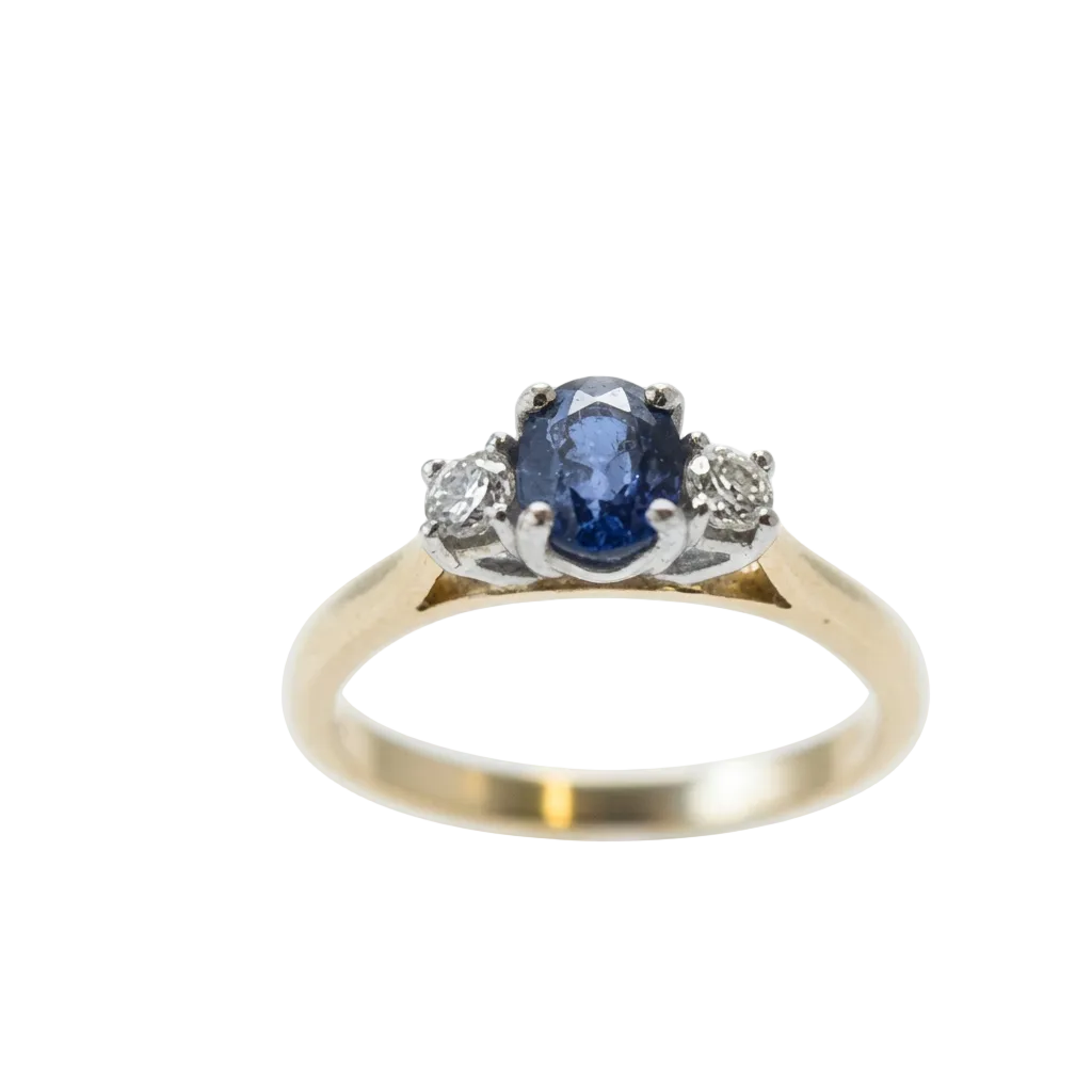 Ogden of Harrogate Jewellery Sapphire and Diamond Three-Stone Ring in 18ct Yellow Gold