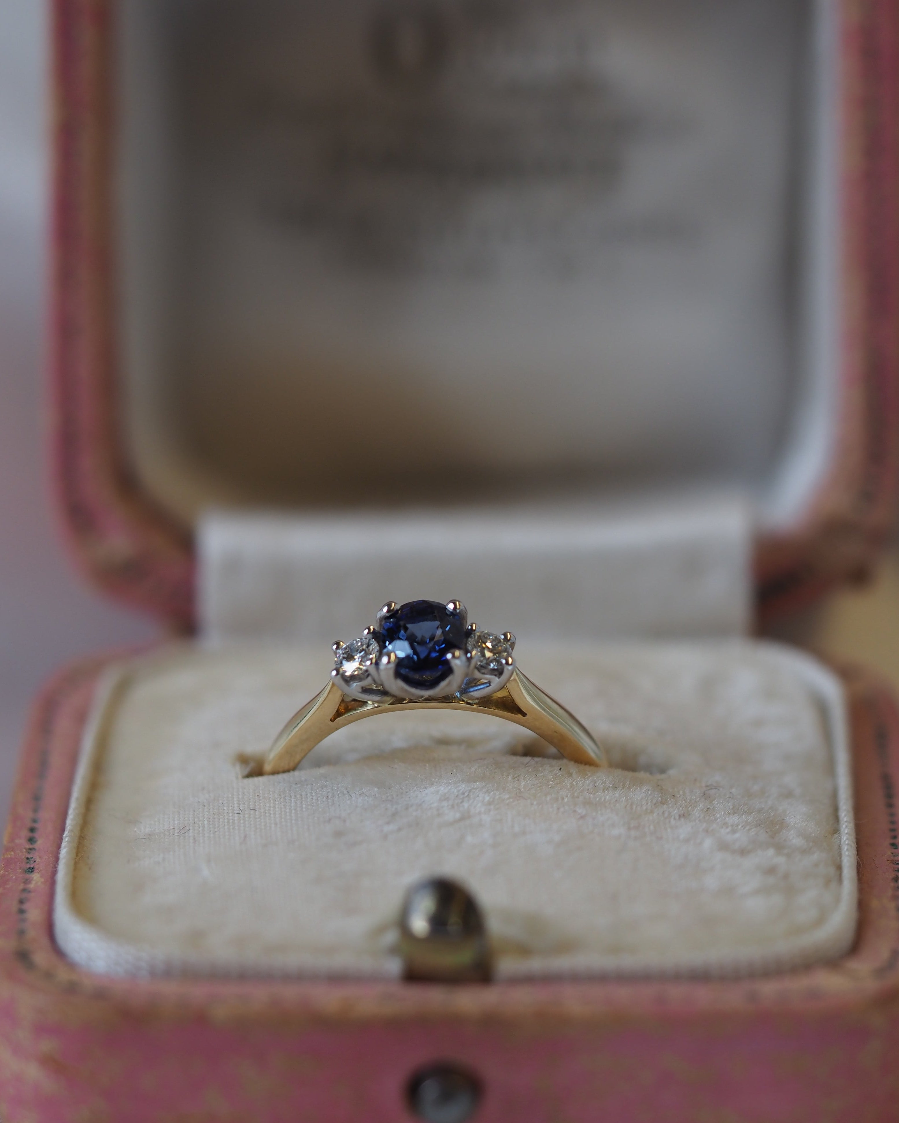 Ogden of Harrogate Jewellery Sapphire and Diamond Three-Stone Ring in 18ct Yellow Gold