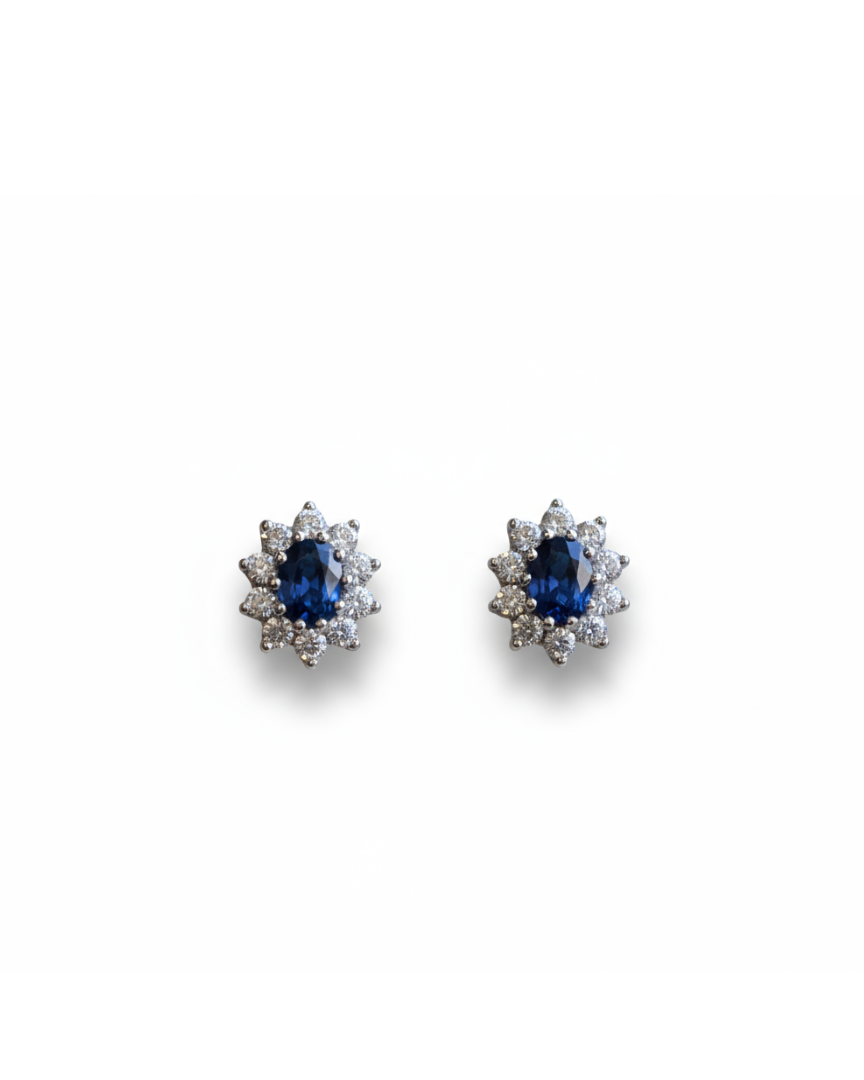 Ogden of Harrogate Jewellery Sappire and Diamond Cluster Studs