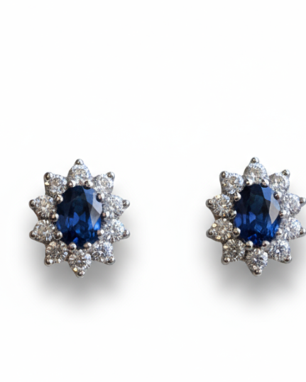 Ogden of Harrogate Jewellery Sappire and Diamond Cluster Studs