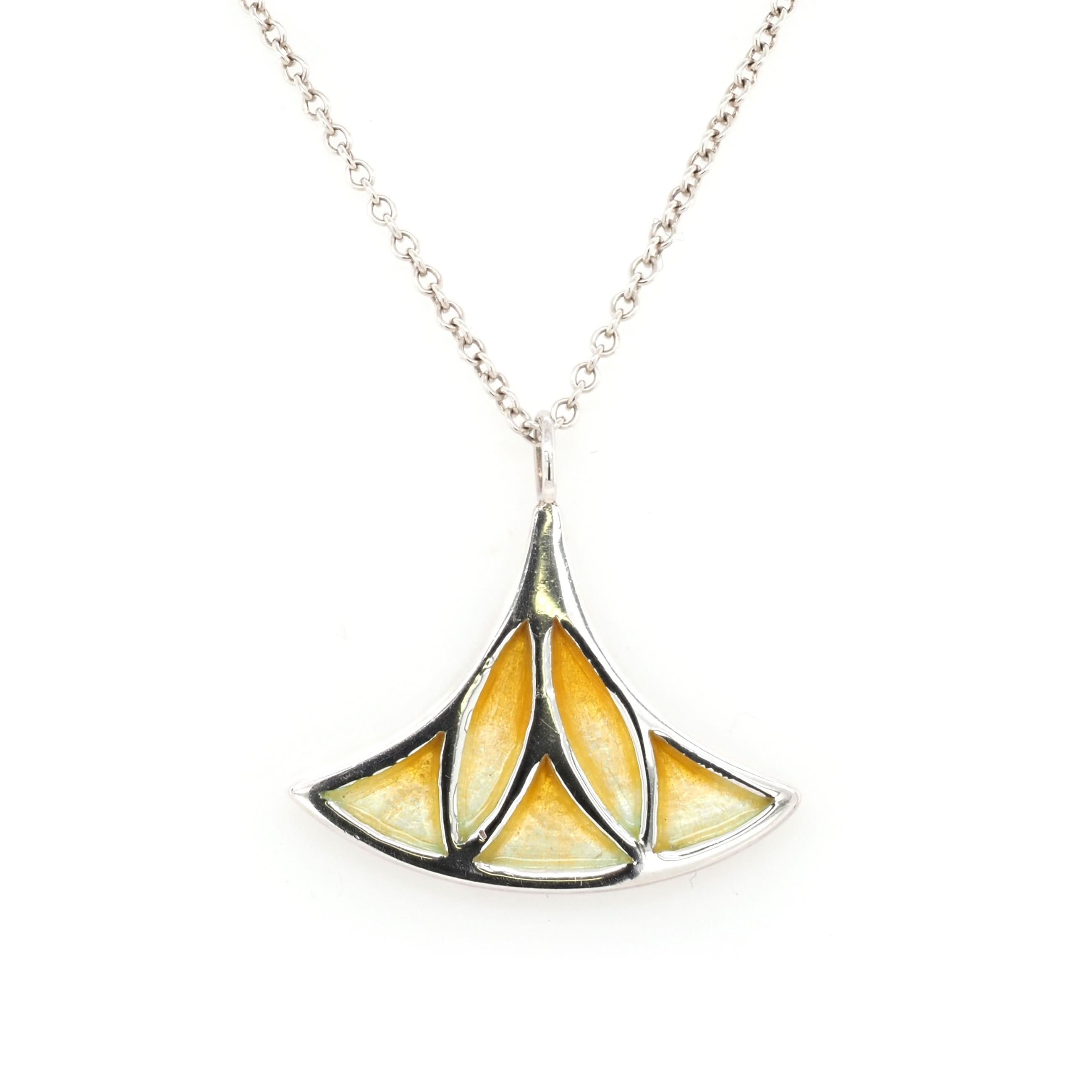 Ogden of Harrogate Jewellery Silver Enamelled Lotus Flower Pendant