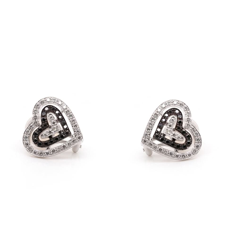 Ogden of Harrogate Jewellery Theo Fennell Heart-Shaped Black and White Diamond Earrings