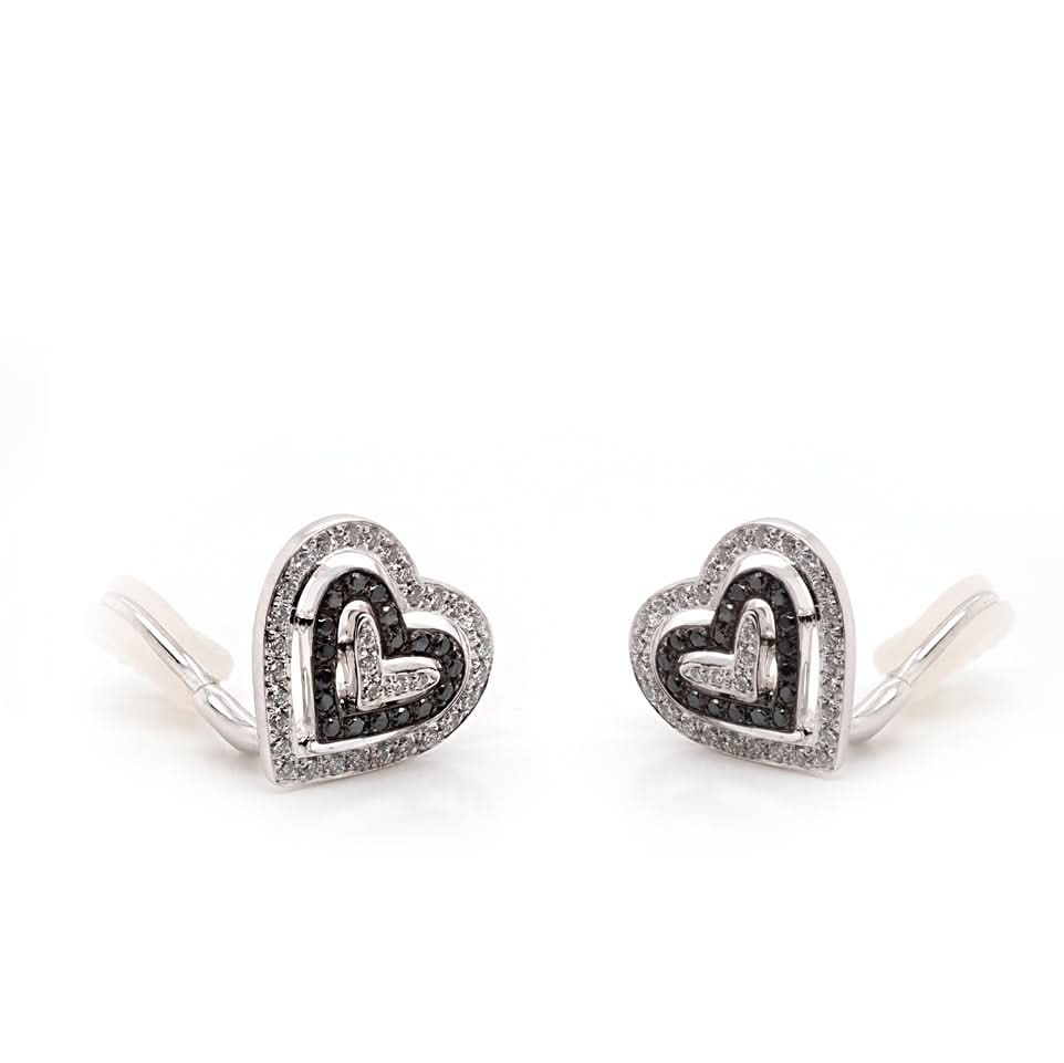 Ogden of Harrogate Jewellery Theo Fennell Heart-Shaped Black and White Diamond Earrings