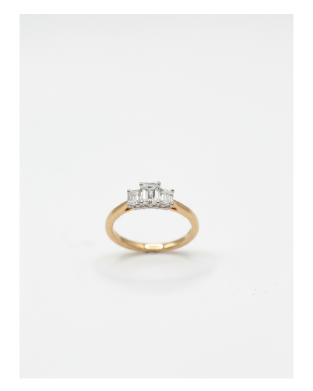 Ogden of Harrogate Jewellery Three Stone Diamond Emerald Cut Ring