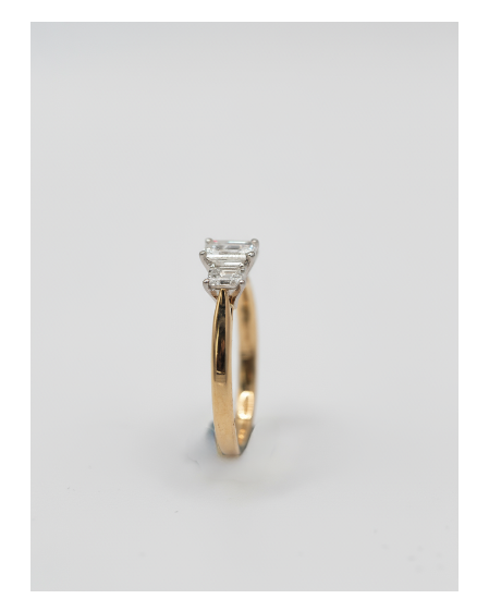 Ogden of Harrogate Jewellery Three Stone Diamond Emerald Cut Ring