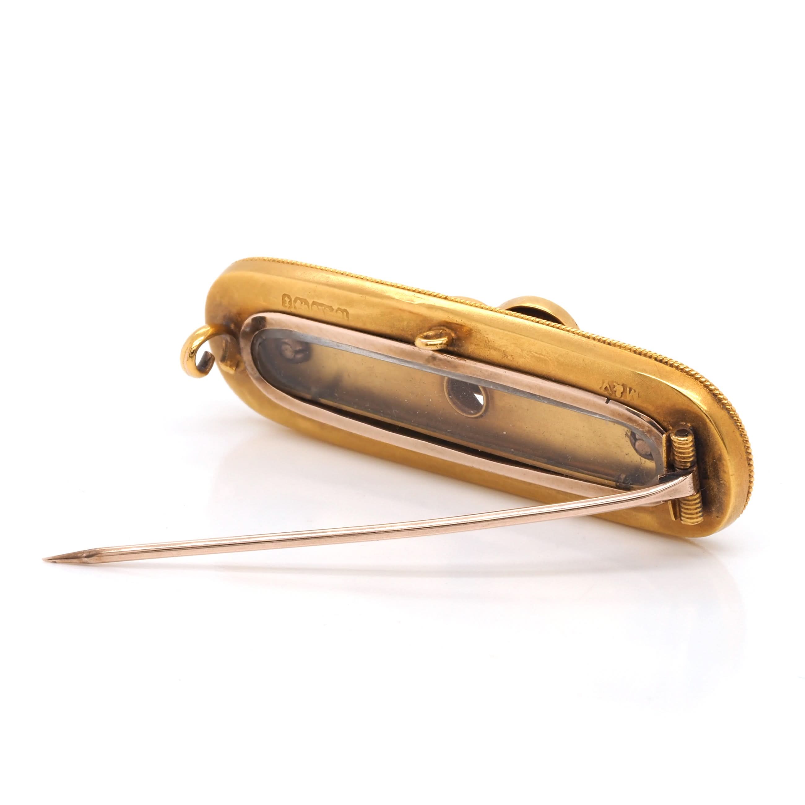 Ogden of Harrogate Jewellery Victorian 15ct Yellow Gold Pearl and Diamond Lover's Brooch, c.1893