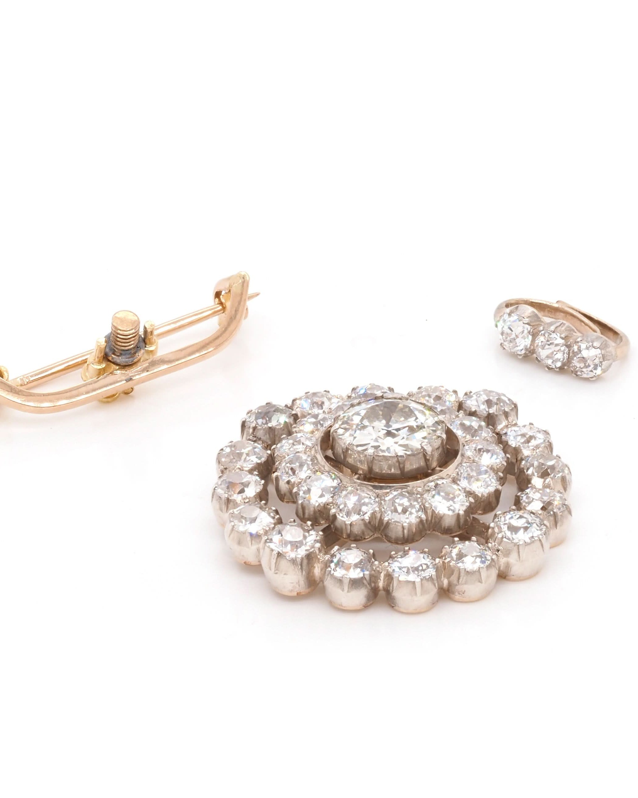 Ogden of Harrogate Jewellery Victorian 18ct Yellow Gold Diamond Target Brooch/Pendant