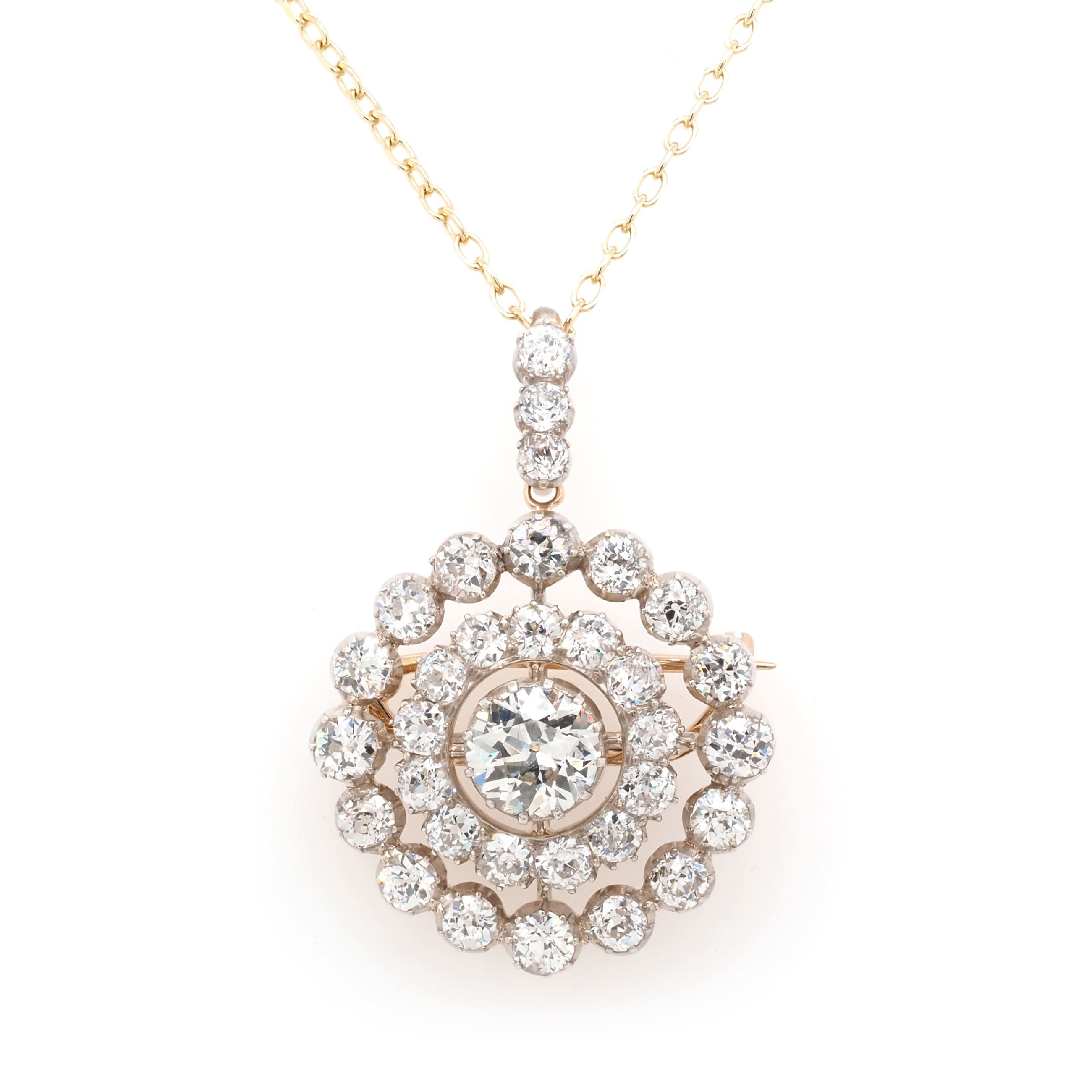 Ogden of Harrogate Jewellery Victorian 18ct Yellow Gold Diamond Target Brooch/Pendant