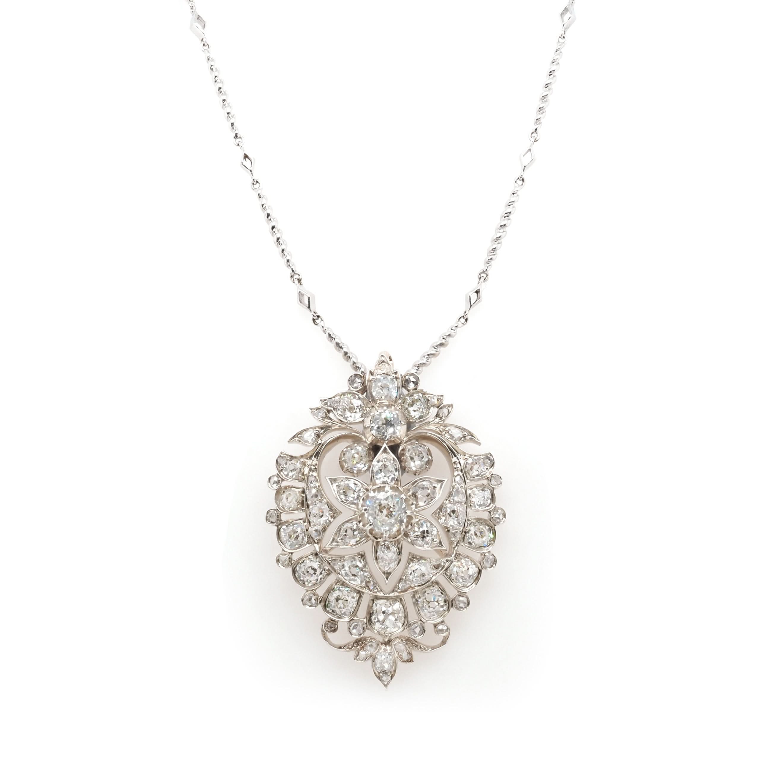 Ogden of Harrogate Jewellery Victorian Gold and Silver Diamond-Set Brooch with Fitted Box