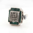 Ogden of Harrogate Jewellery Vintage Marcasite Watch Ring with Green Paste Stones – A Rare Masterpiece